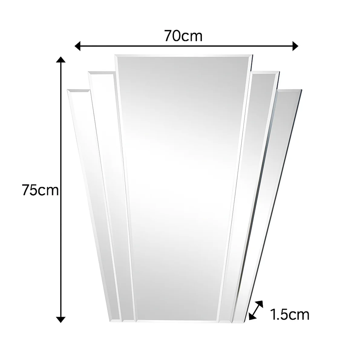 Large Art Deco Fan Frameless Wall Mirror - Image 5