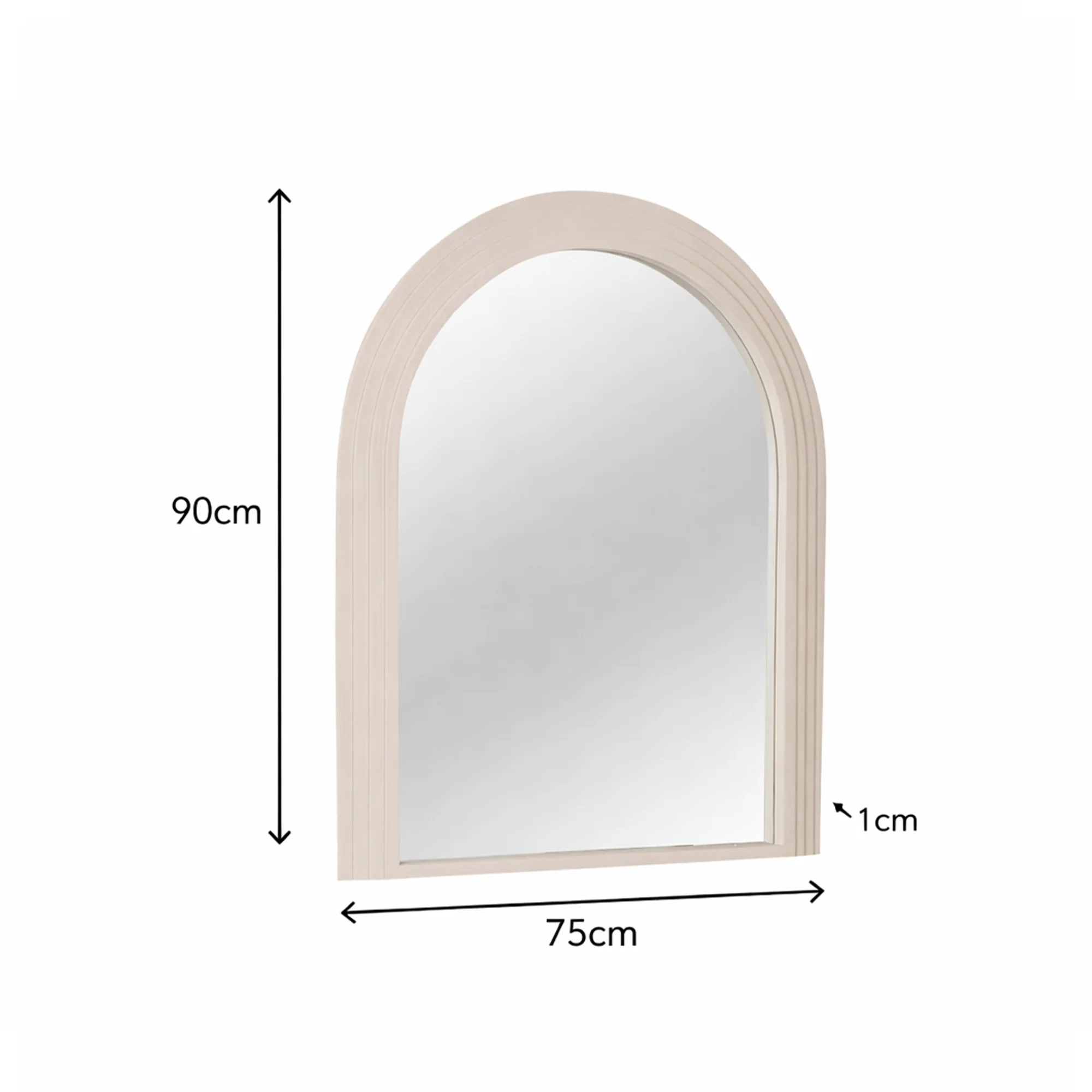 Large Beige Arched Wall Mirror - 90cm x 75cm - Image 7