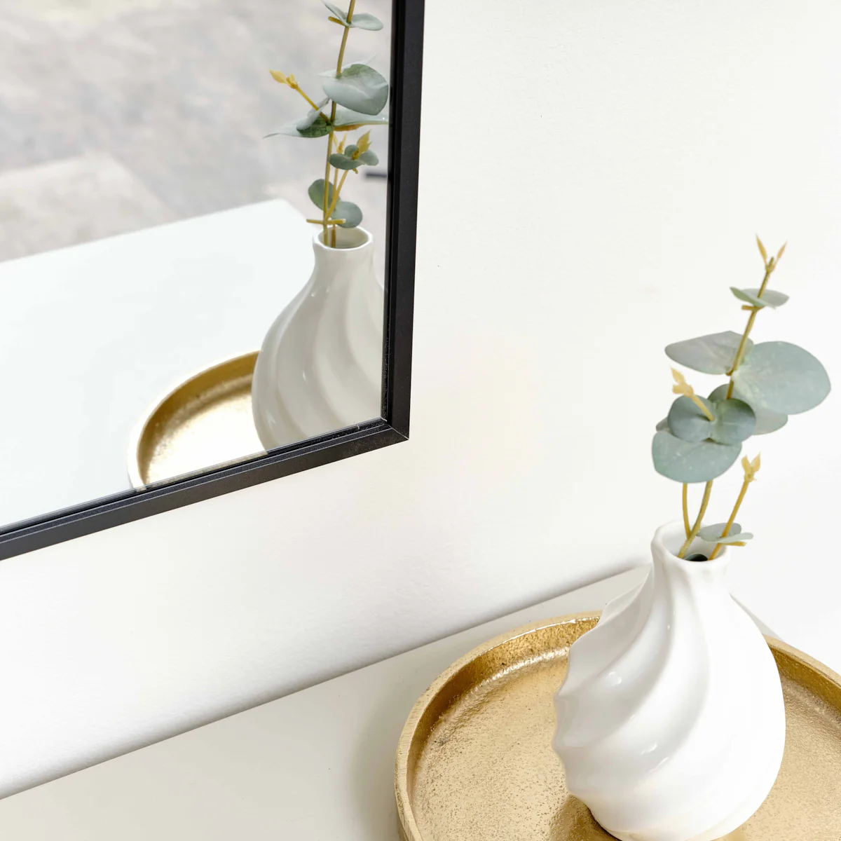Large Black Framed Arched Wall Mirror 92cm x 91cm - Image 4