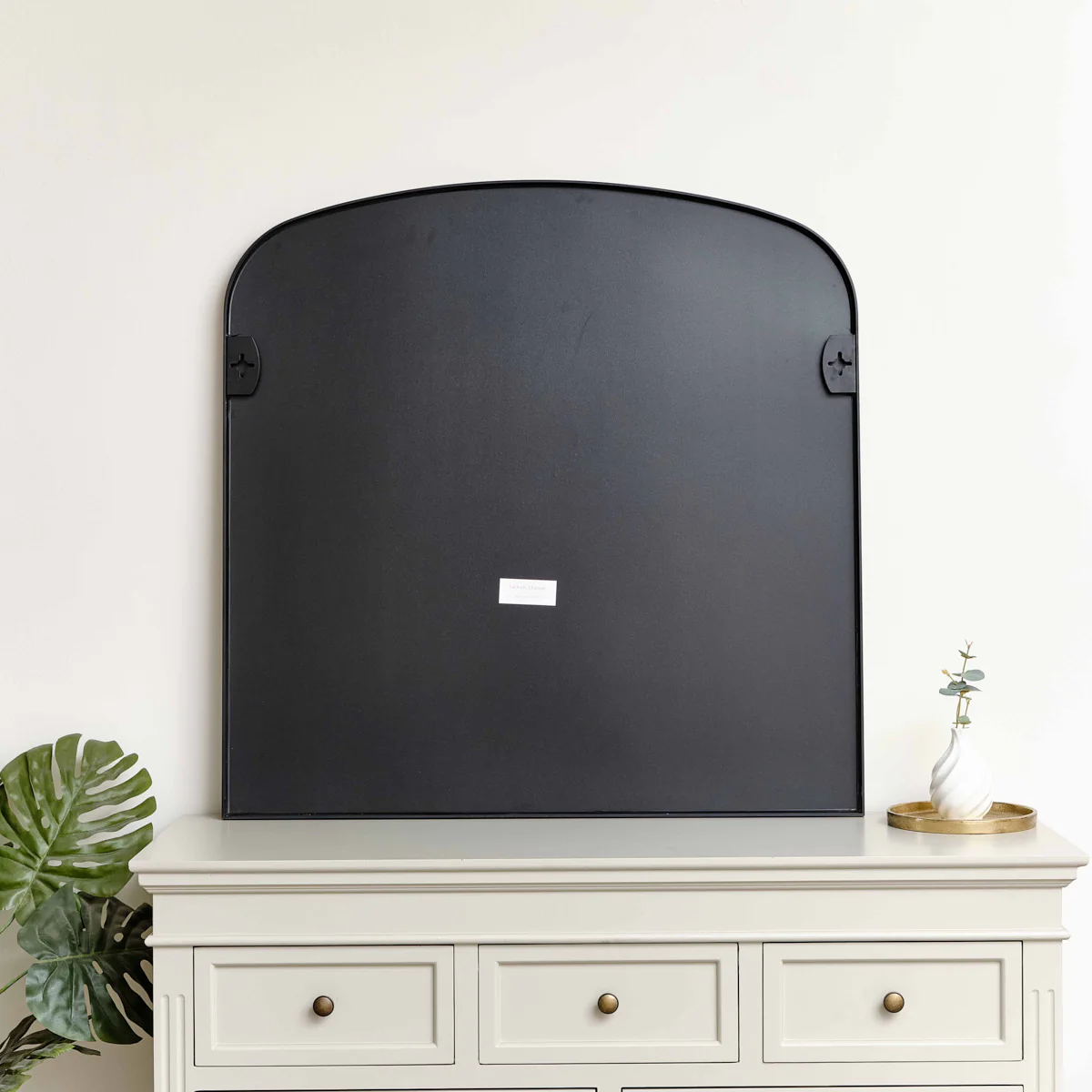 Large Black Framed Arched Wall Mirror 92cm x 91cm - Image 5