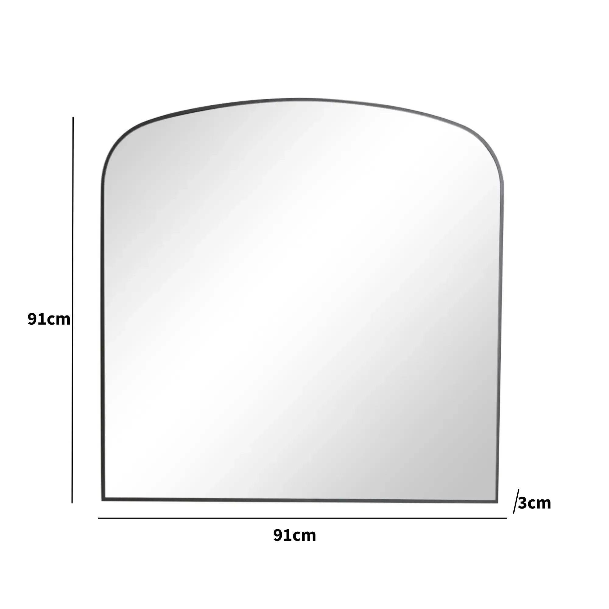 Large Black Framed Arched Wall Mirror 92cm x 91cm - Image 8