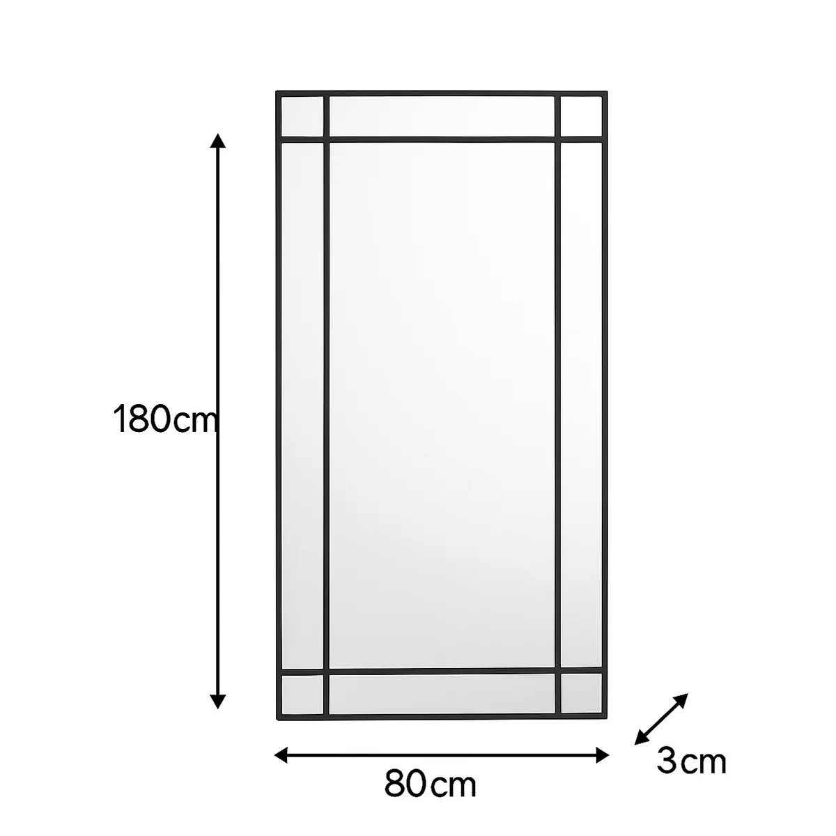 Large Black Framed Wall / Leaner Mirror 80cm x 180cm - Image 5