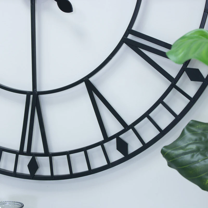 Large Black Iron Skeleton Wall Clock 88cm x 88cm - Image 2