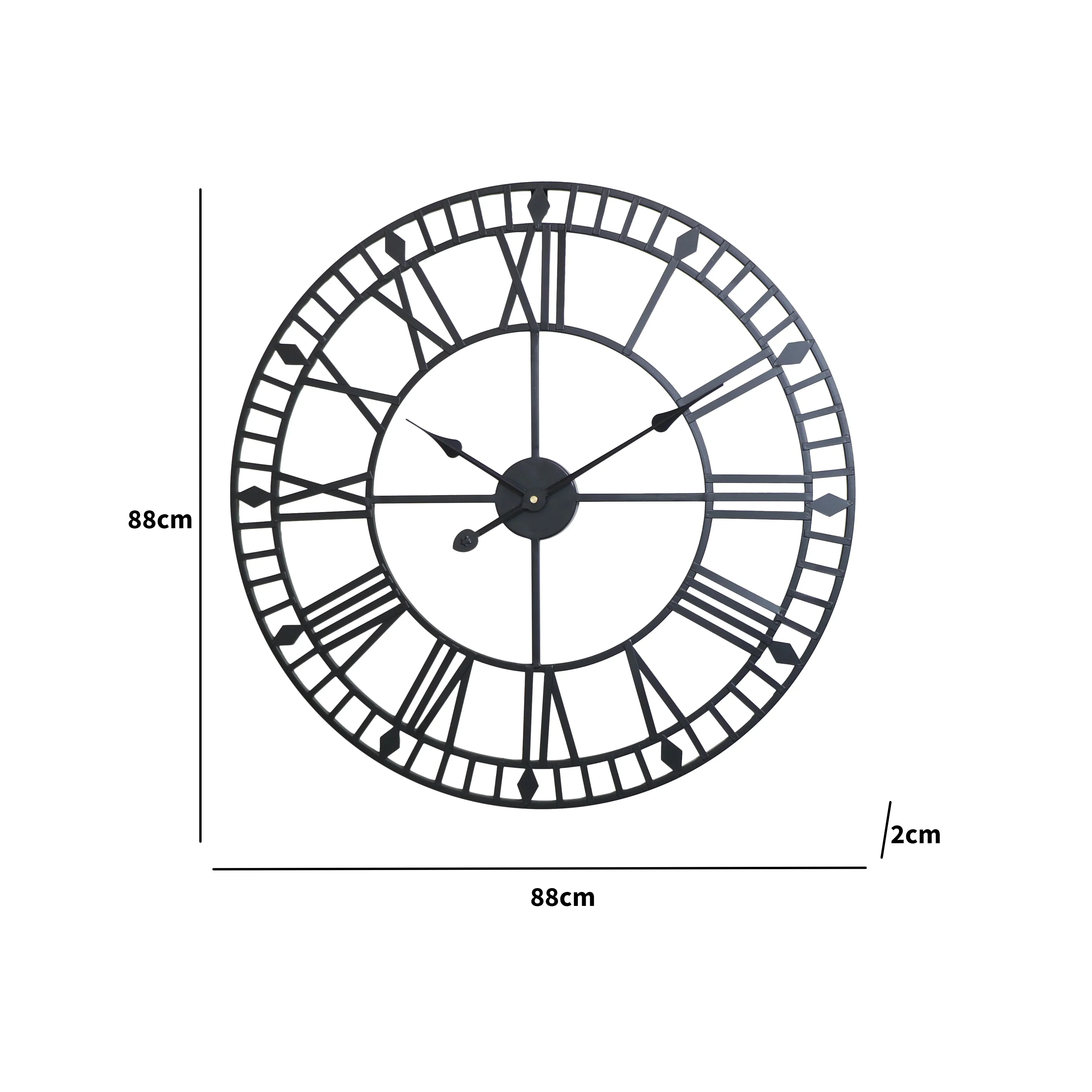 Large Black Iron Skeleton Wall Clock 88cm x 88cm - Image 3