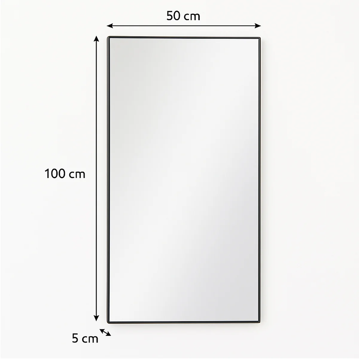Large Black Thin Framed Wall Mirror 100cm x 50cm - Image 8