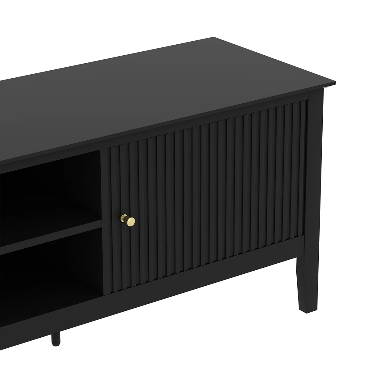 Large Black Wooden Tv Cabinet - Hales Black Range - Image 2