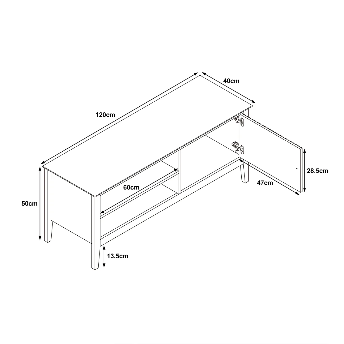 Large Black Wooden Tv Cabinet - Hales Black Range - Image 5