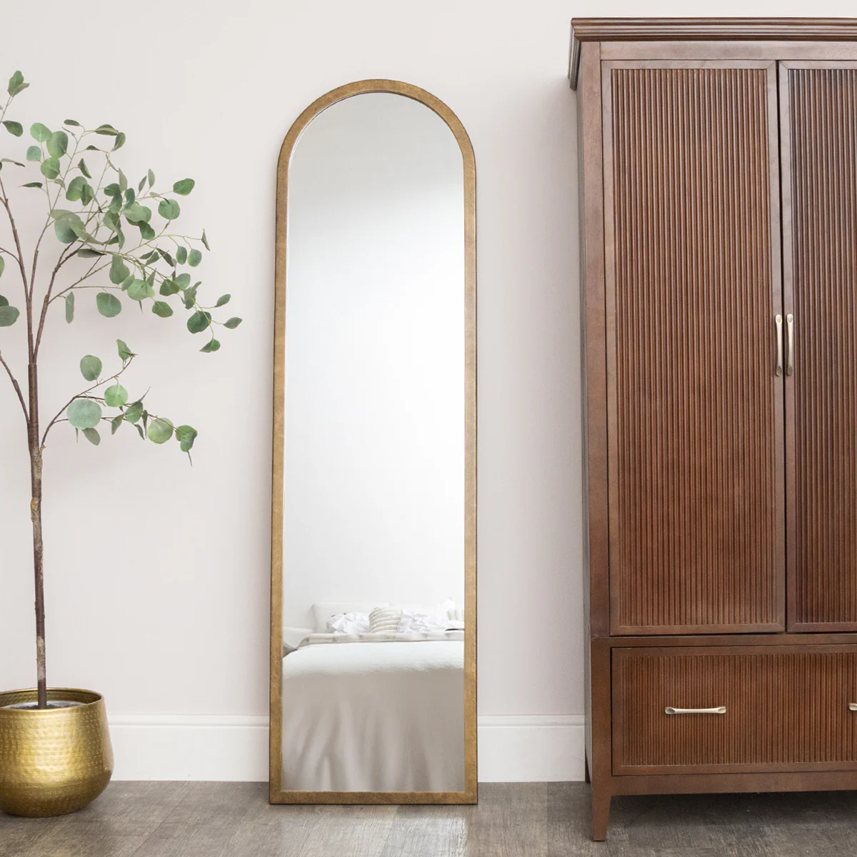 Large Bronze Framed Arched Wall & Leaner Mirror - 50cm x 180cm - Image 4