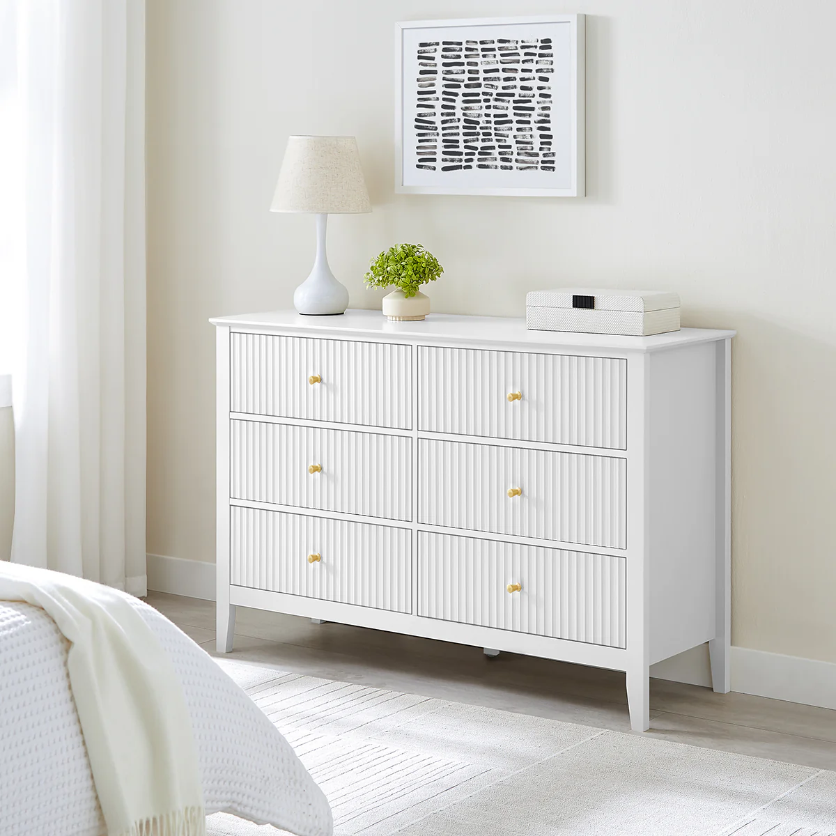 Large Chest of Drawers and Pair of Bedside Tables - Hales White Range - Image 5