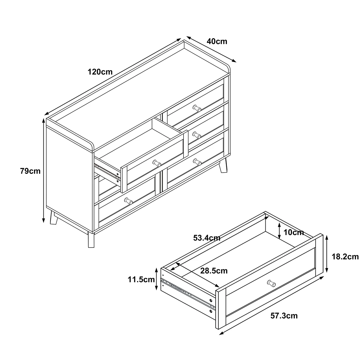 Large Cream 6 Drawer Chest of Drawers - Oswin Range - Image 5