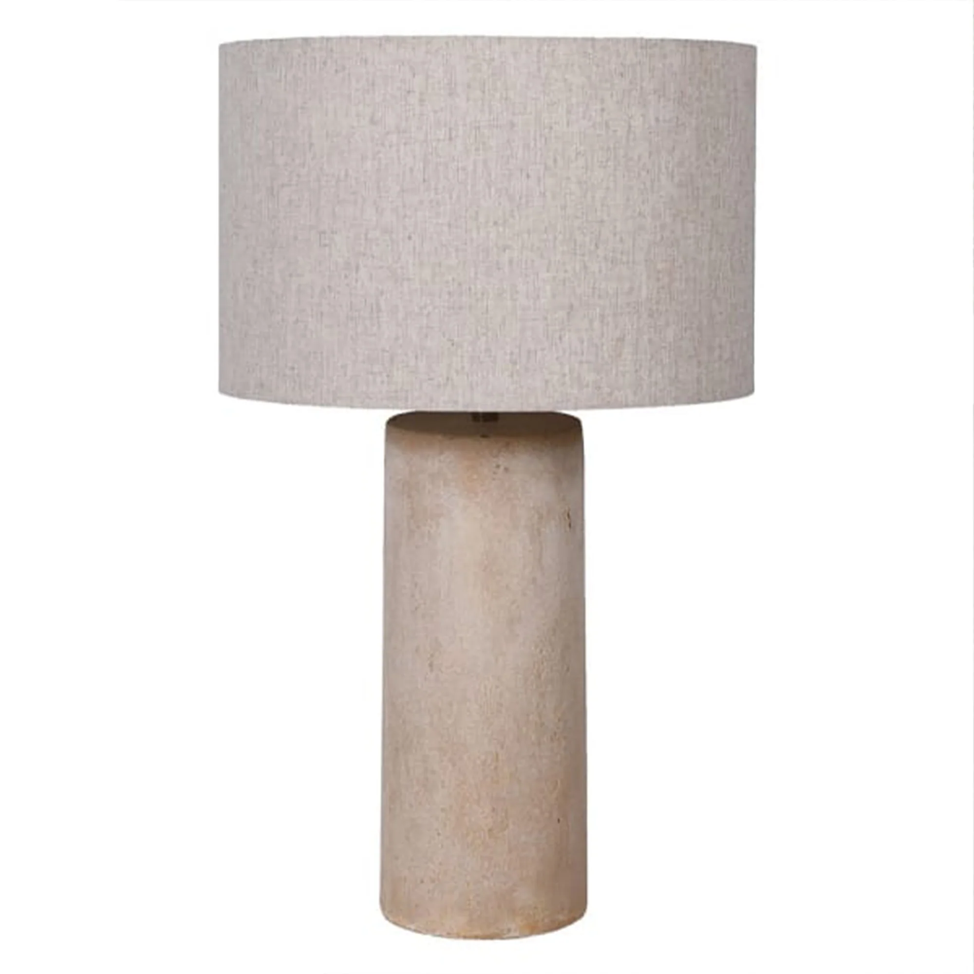 Large Cream Calico Table Lamp with Linen Shade