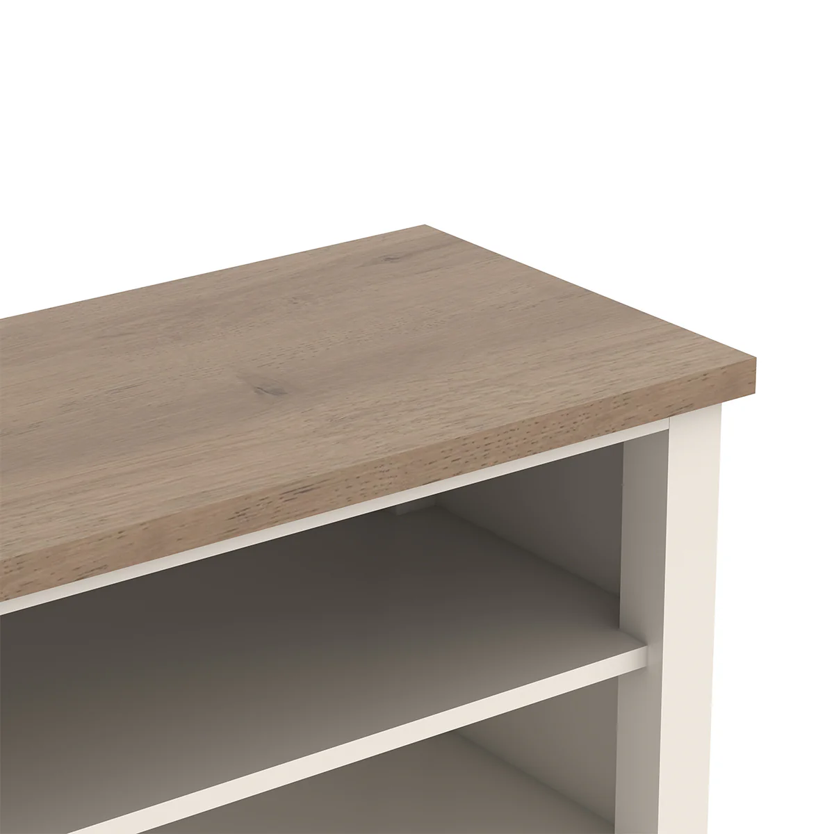 Large Cream & Wooden Shoe Rack / Hallway Bench - 100cm - Image 2