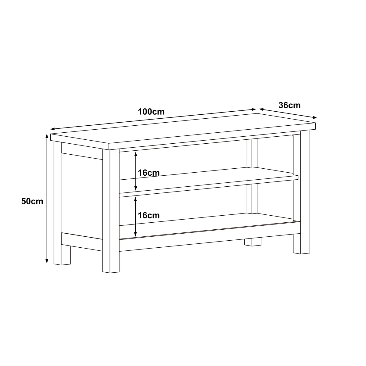 Large Cream & Wooden Shoe Rack / Hallway Bench - 100cm - Image 5