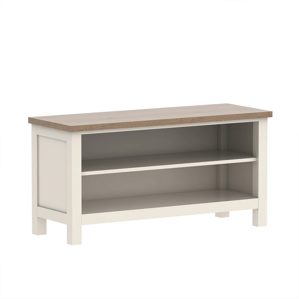 Large Cream & Wooden Shoe Rack / Hallway Bench - 100cm - Image 6