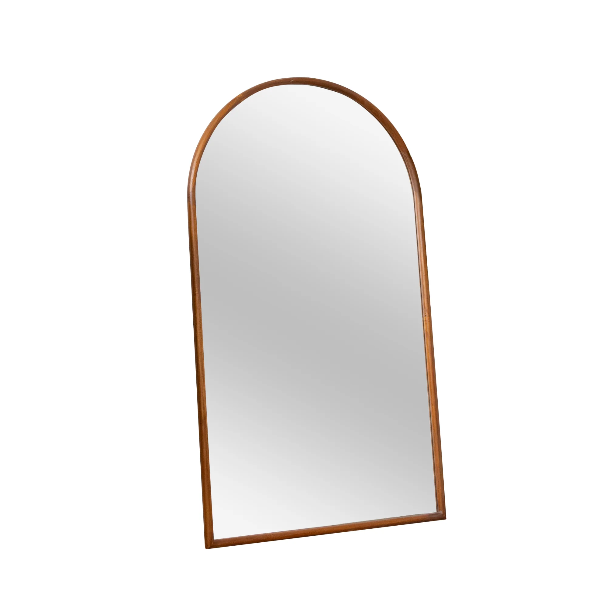 Large Walnut Wooden Framed Arched Leaner Mirror - 90cm x 158cm - Image 7