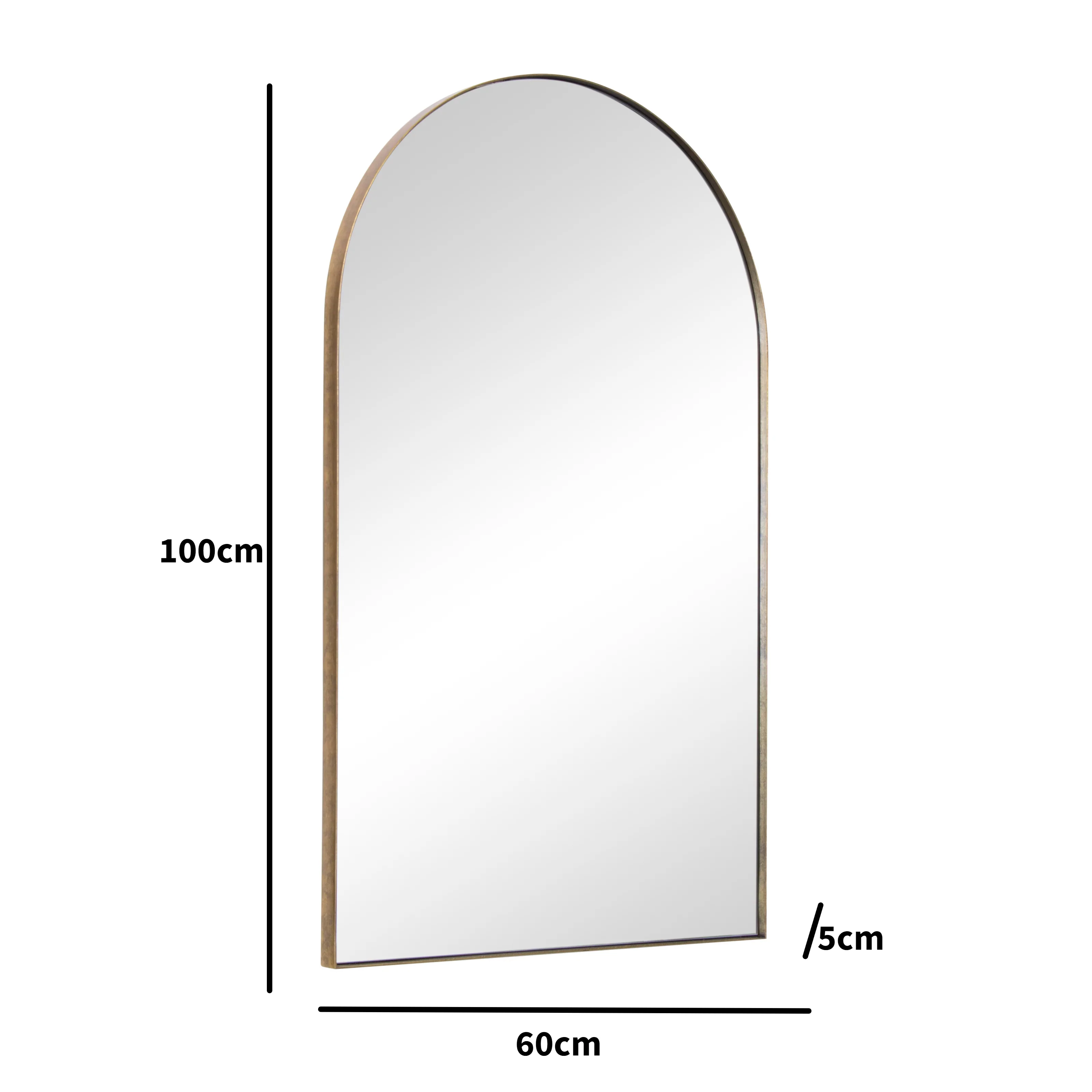 Large Framed Gold Arched Mirror 100cm x 60cm - Image 5