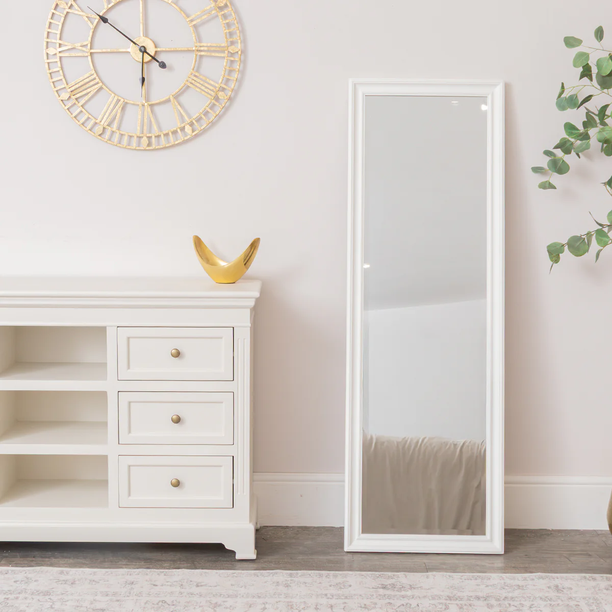 Large Full Length White Framed Wall & Leaner Mirror - 47cm x 142cm - Image 5