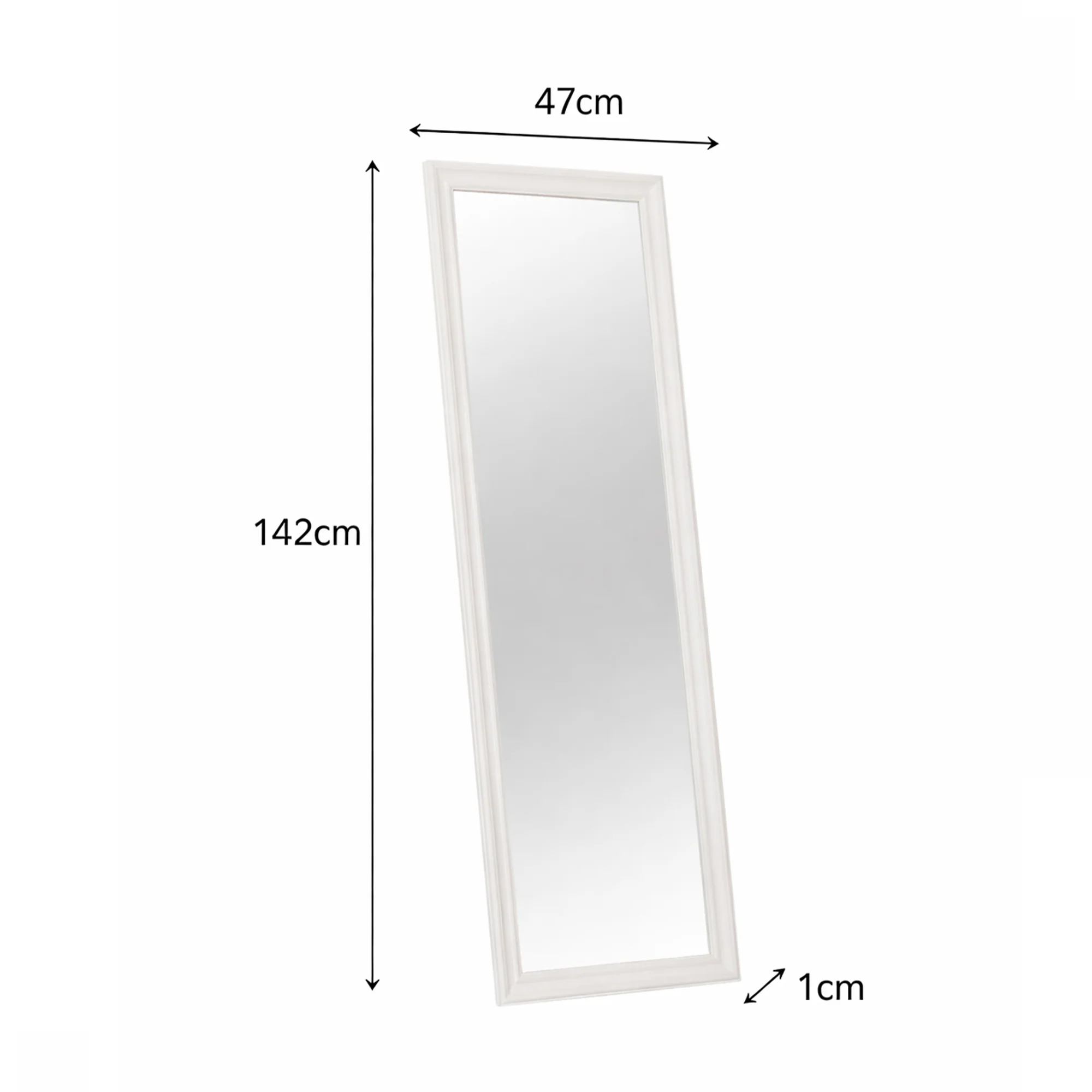 Large Full Length White Framed Wall & Leaner Mirror - 47cm x 142cm - Image 7