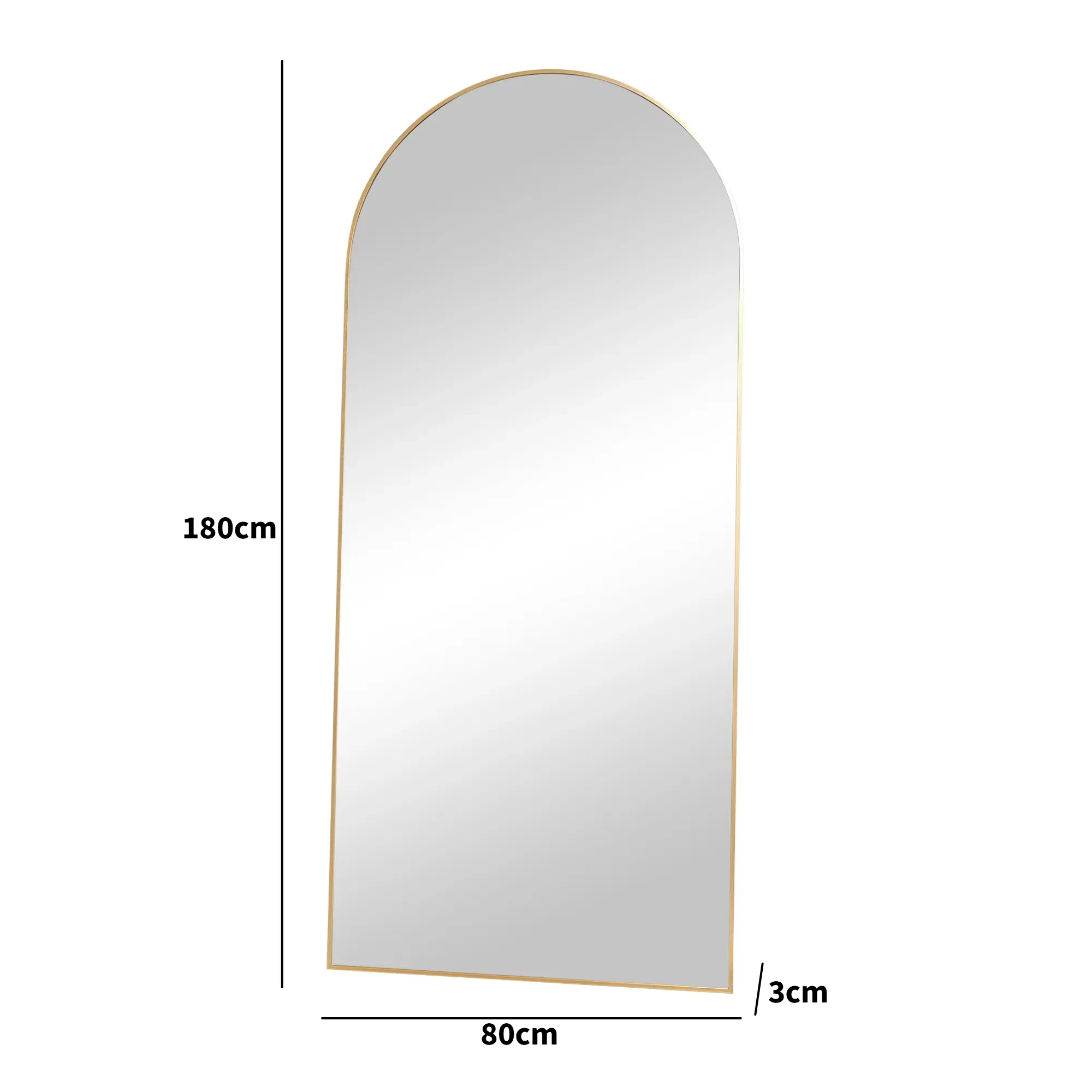 Large Antique Gold Arched Wall / Leaner Mirror - 180cm x 80cm - Image 6
