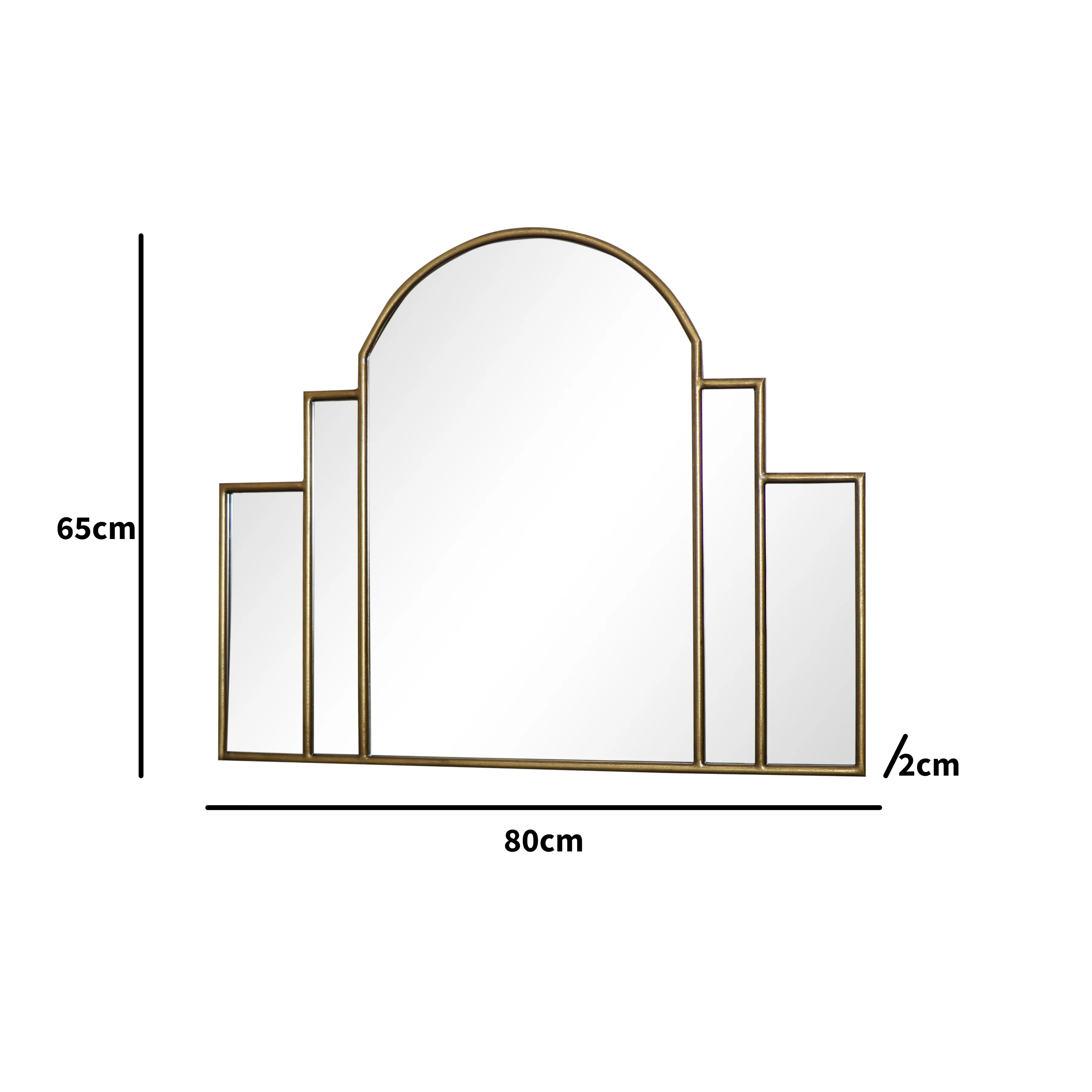 Large Gold Art Deco Arch Fan Mirror 80cm x 65cm - Image 6