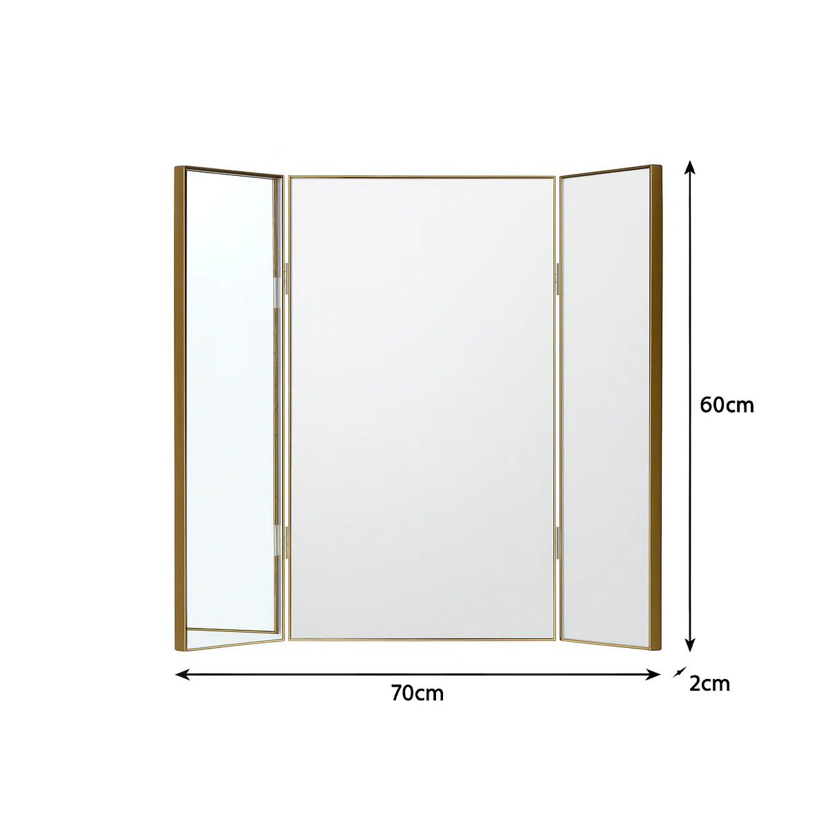 Large Gold Dressing Table Triple Mirror - 70cm x 60cm - Image 7