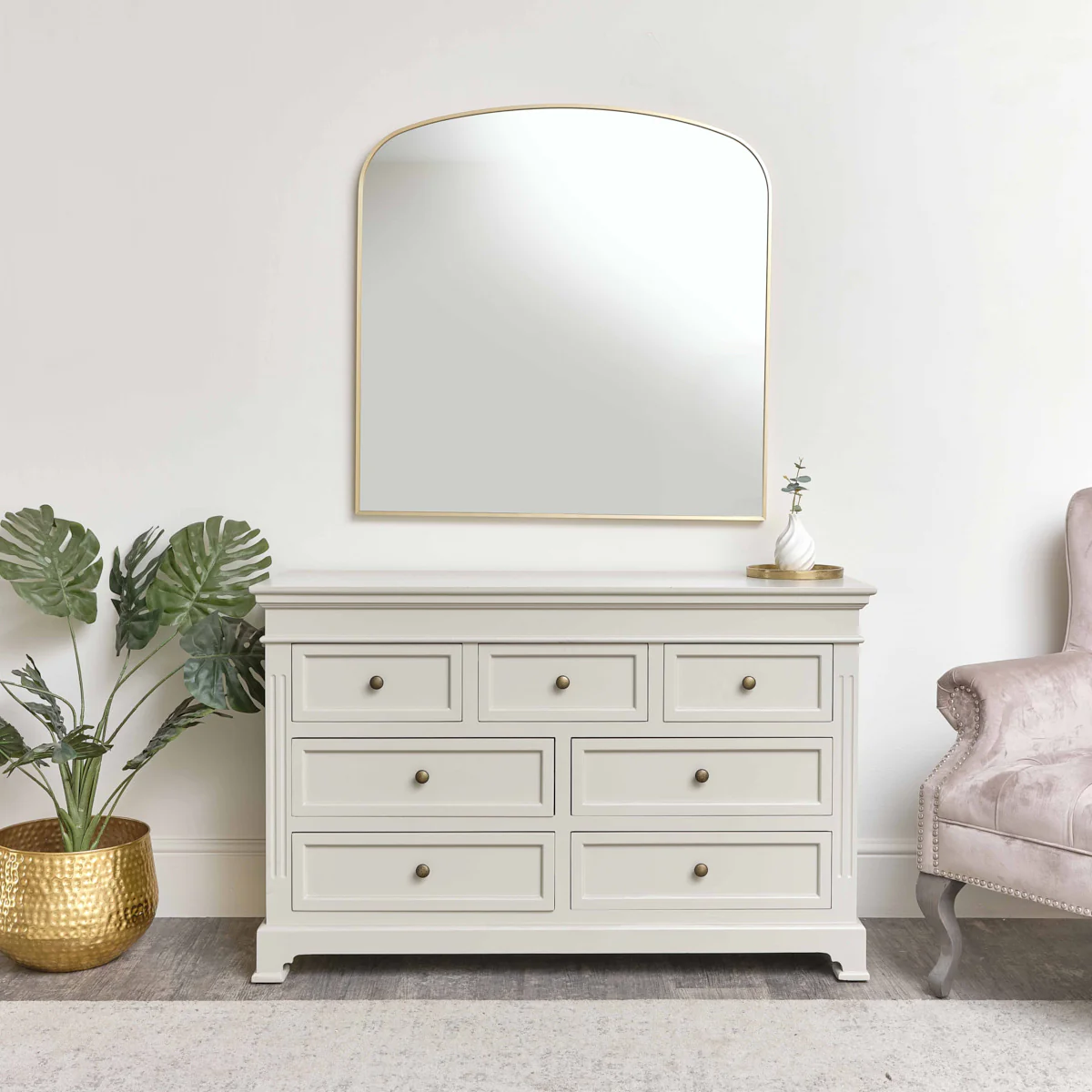 Large Gold Framed Arched Wall Mirror 92cm x 91cm - Image 7