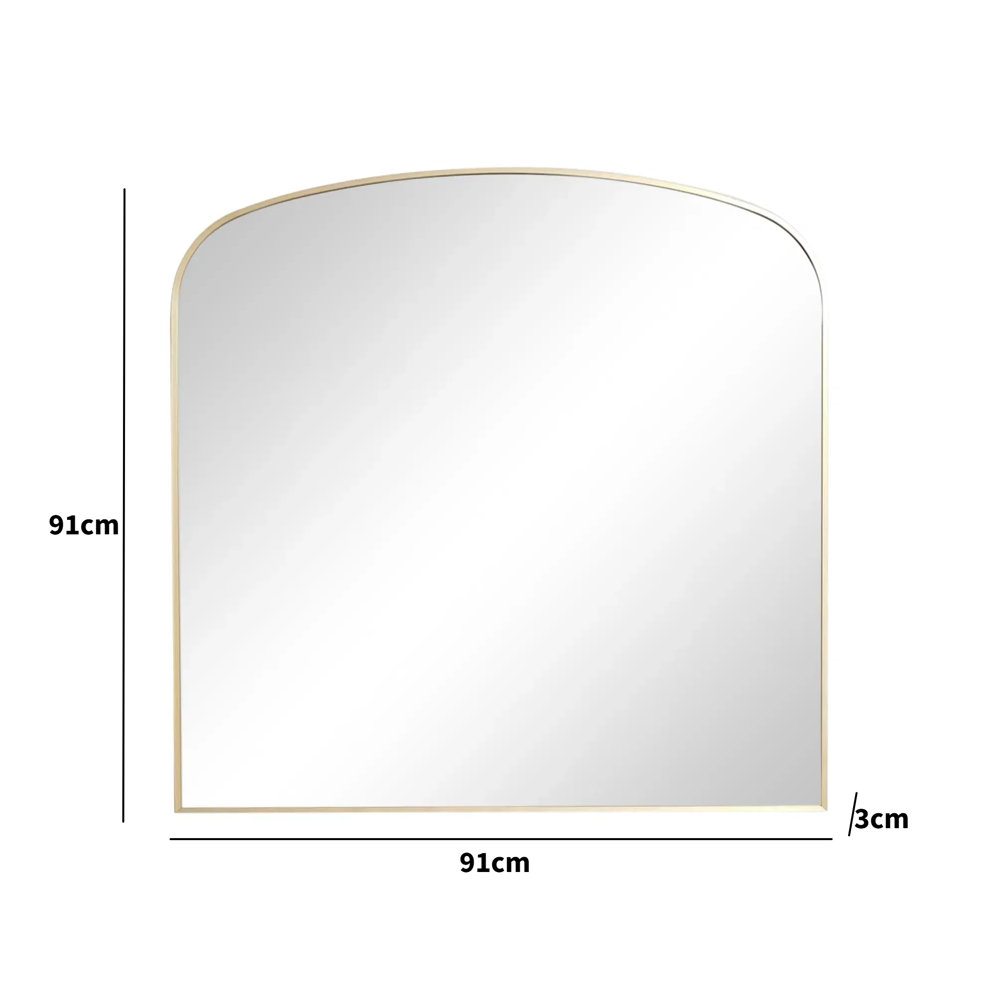 Large Gold Framed Arched Wall Mirror 92cm x 91cm - Image 8