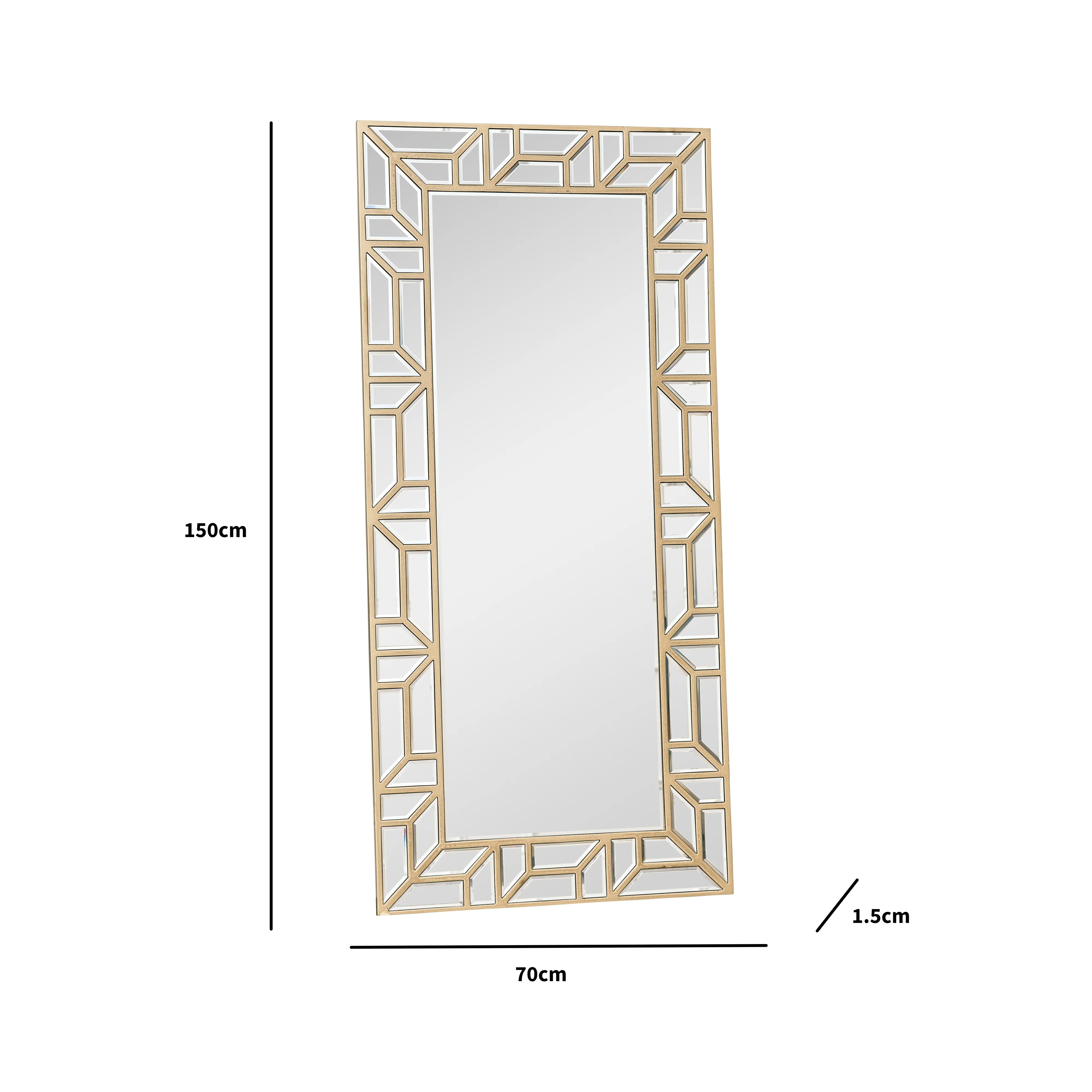 Large Gold Geometric Framed Mirror 70cm x 150cm - Image 7
