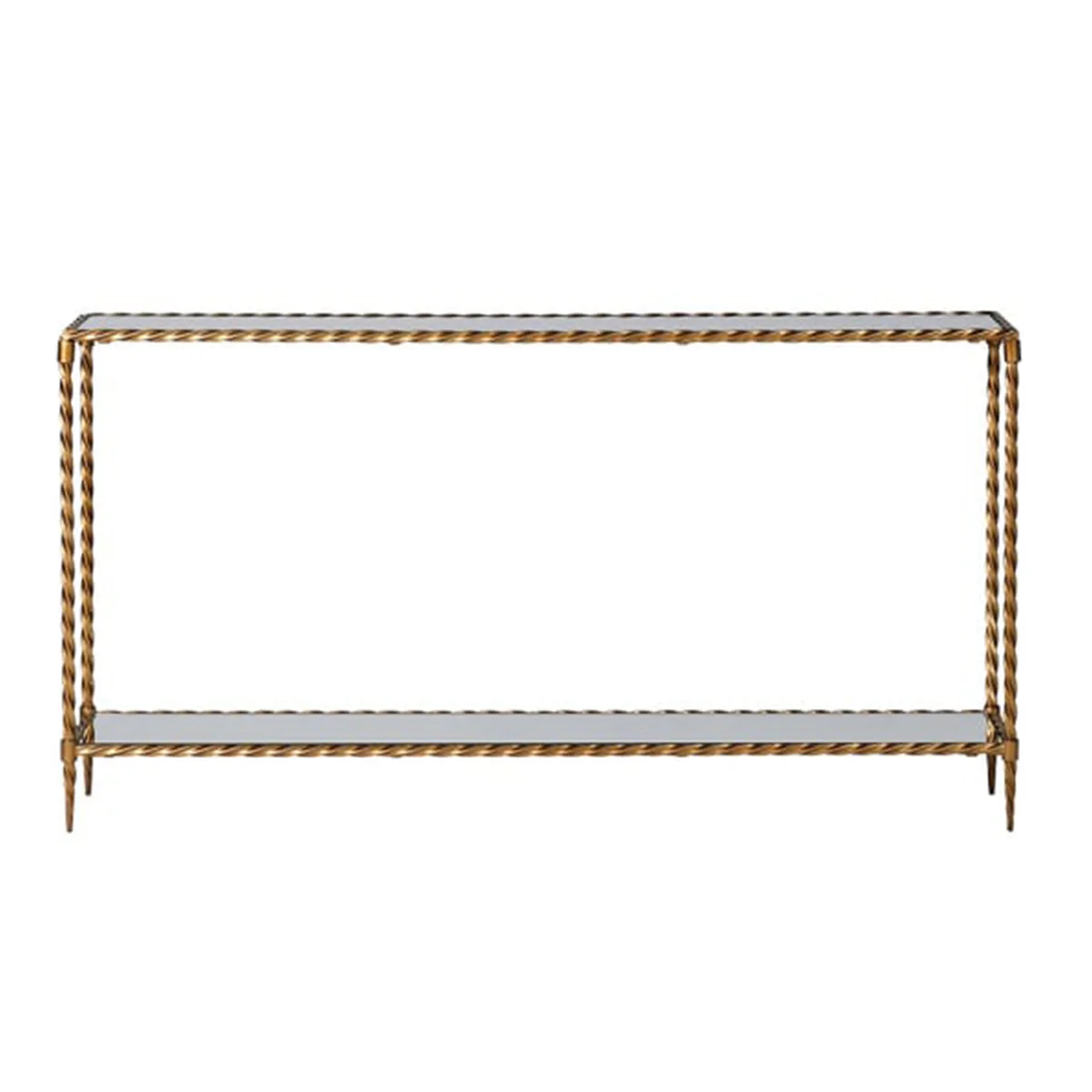 Large Antique Gold & Glass Twist Metal Console Table - Image 4