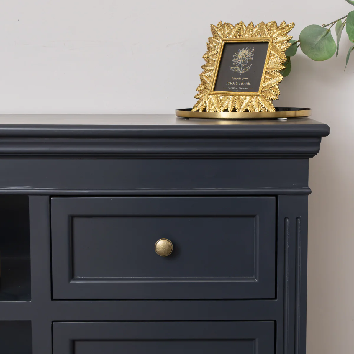 Large Navy Black Wooden Sideboard Cabinet - Daventry Navy Black Range - Image 5