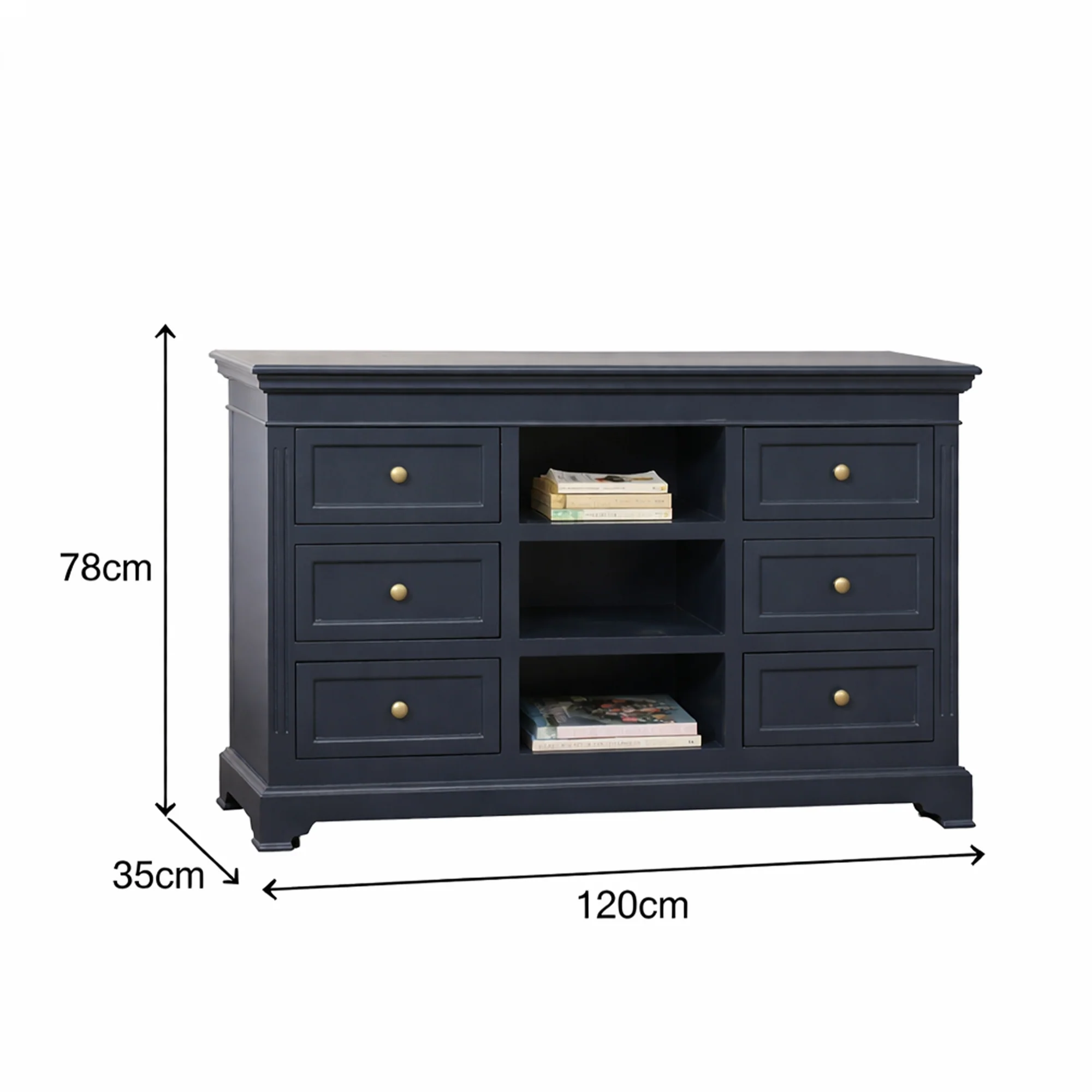 Large Navy Black Wooden Sideboard Cabinet - Daventry Navy Black Range - Image 9