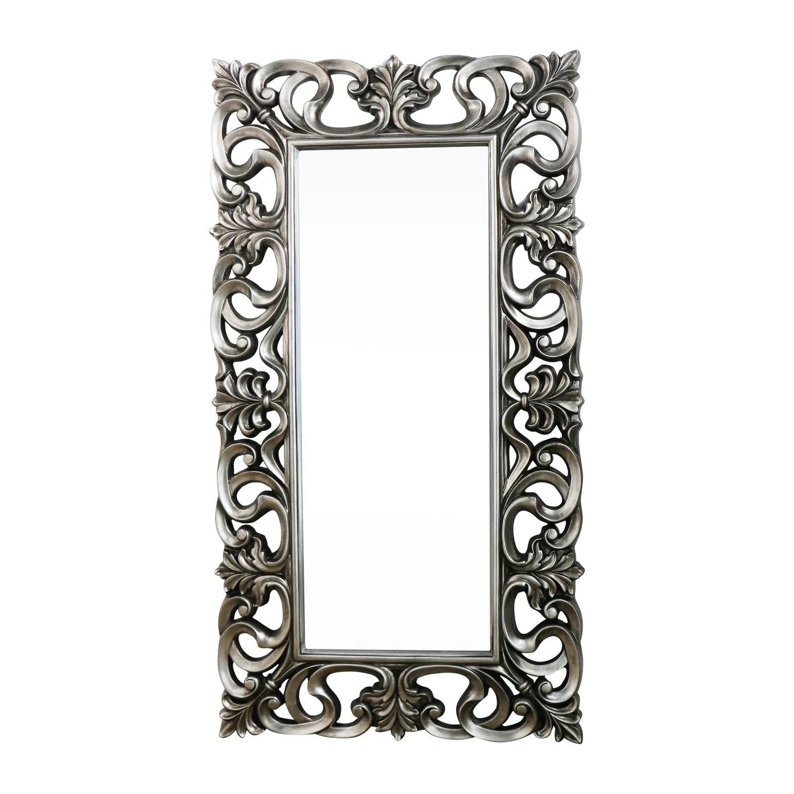 Large Baroque-style Silver Wall / Floor Mirror 90cm x 168cm - Image 6