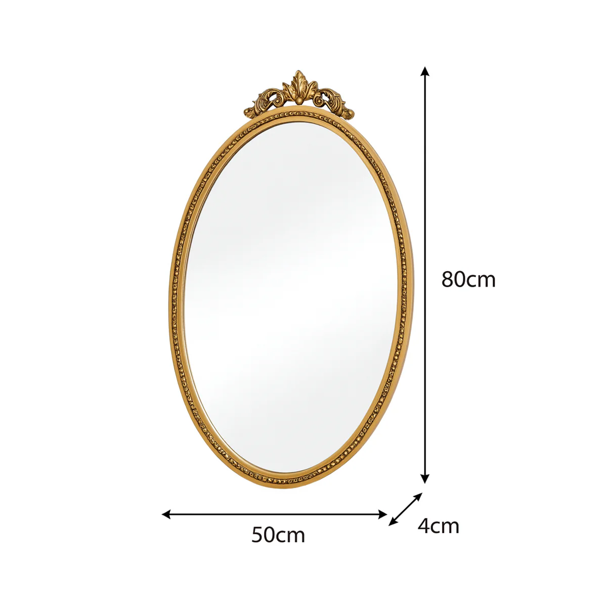 Large Oval Ornate Edge Gold Mirror 80cm x 50cm - Image 6
