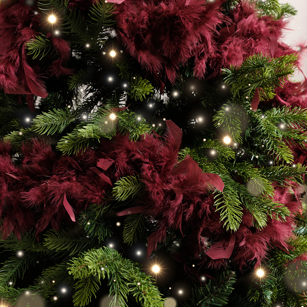 Large Oxblood Red Feather Boa Christmas Garland - 182cm (1.82m / 71.6') - Image 2