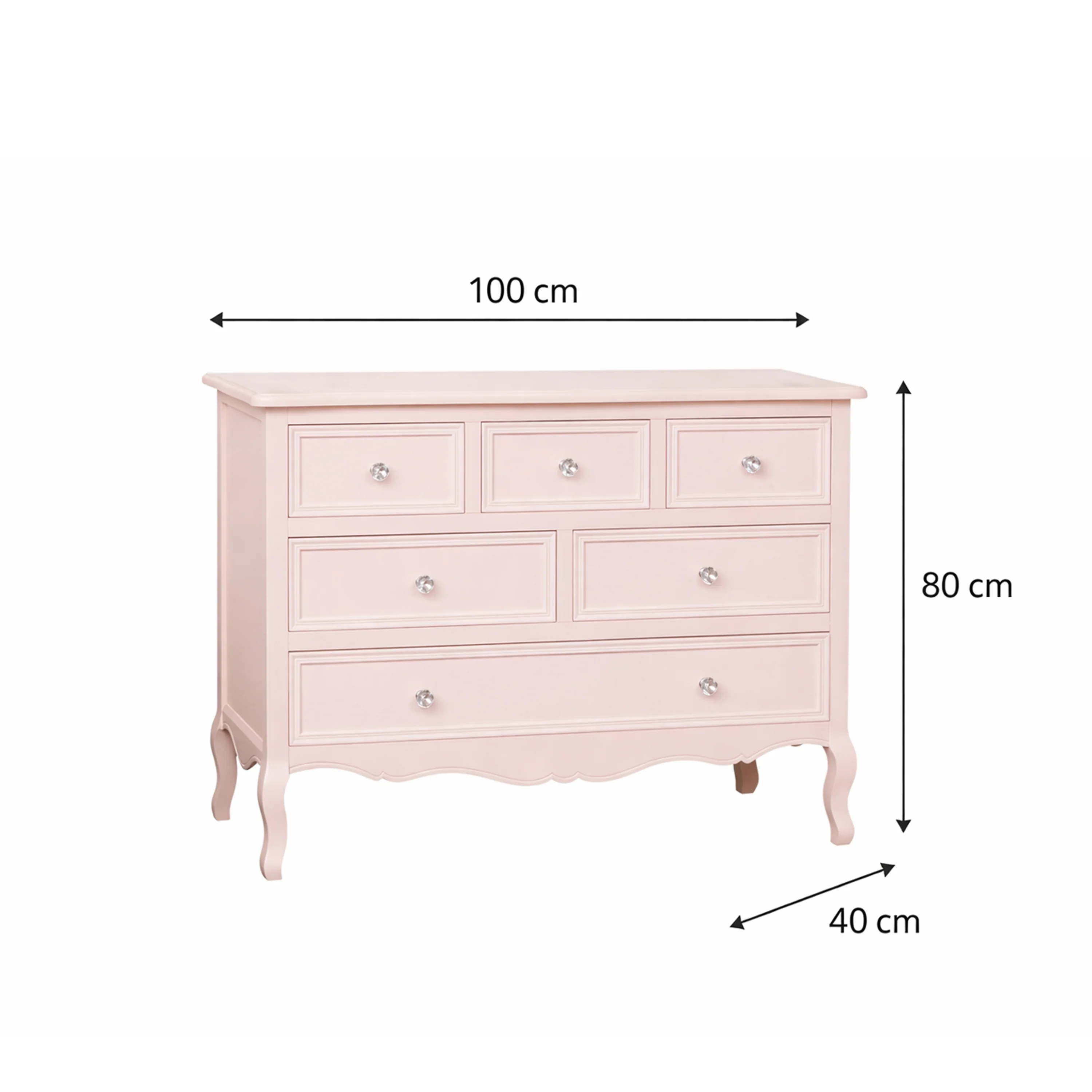 Large Pink 6 Drawer Chest of Drawers & Pair of 3 Drawer Bedsides - Sophia Pink Range - Image 10