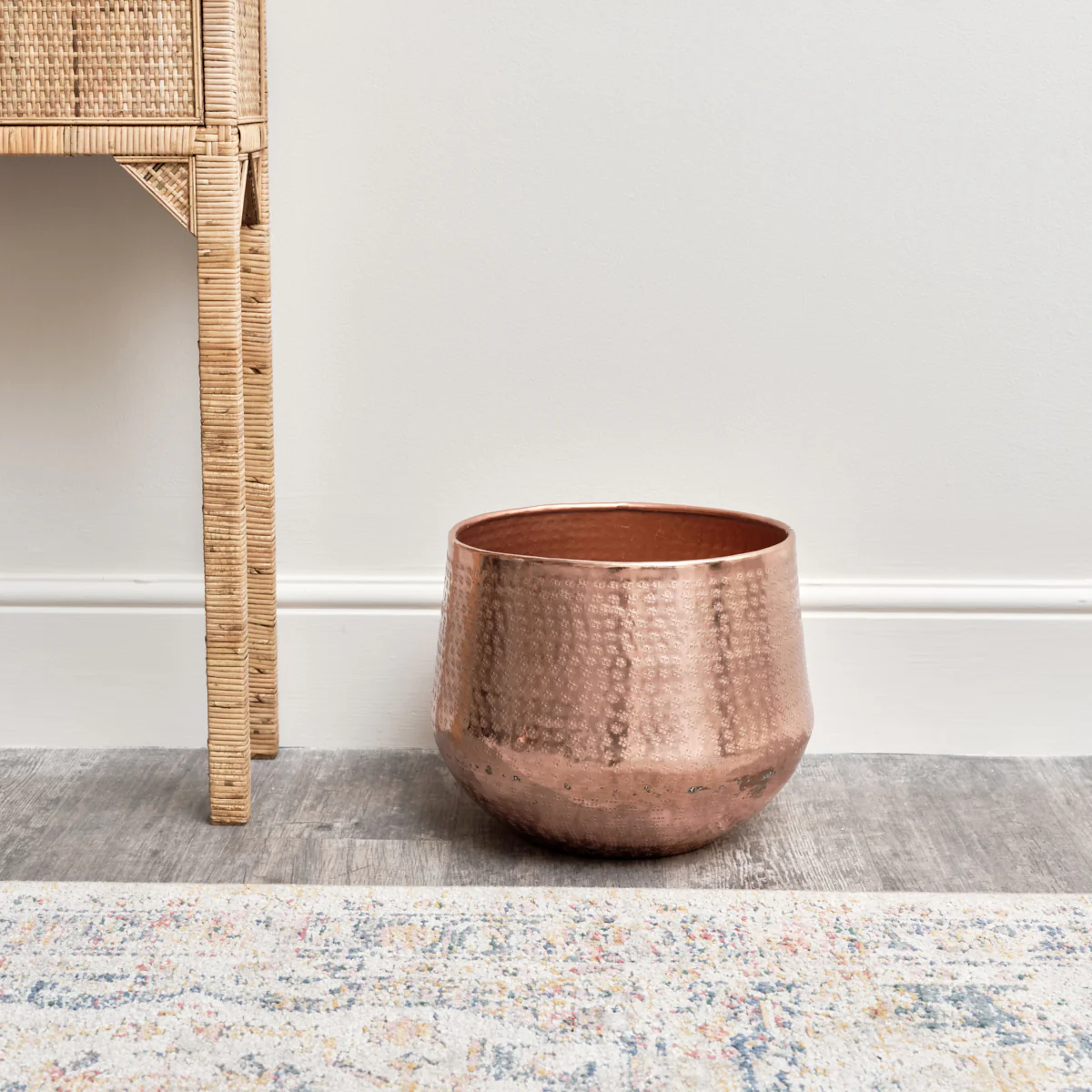Large Round Copper Patterned Planter - Image 2