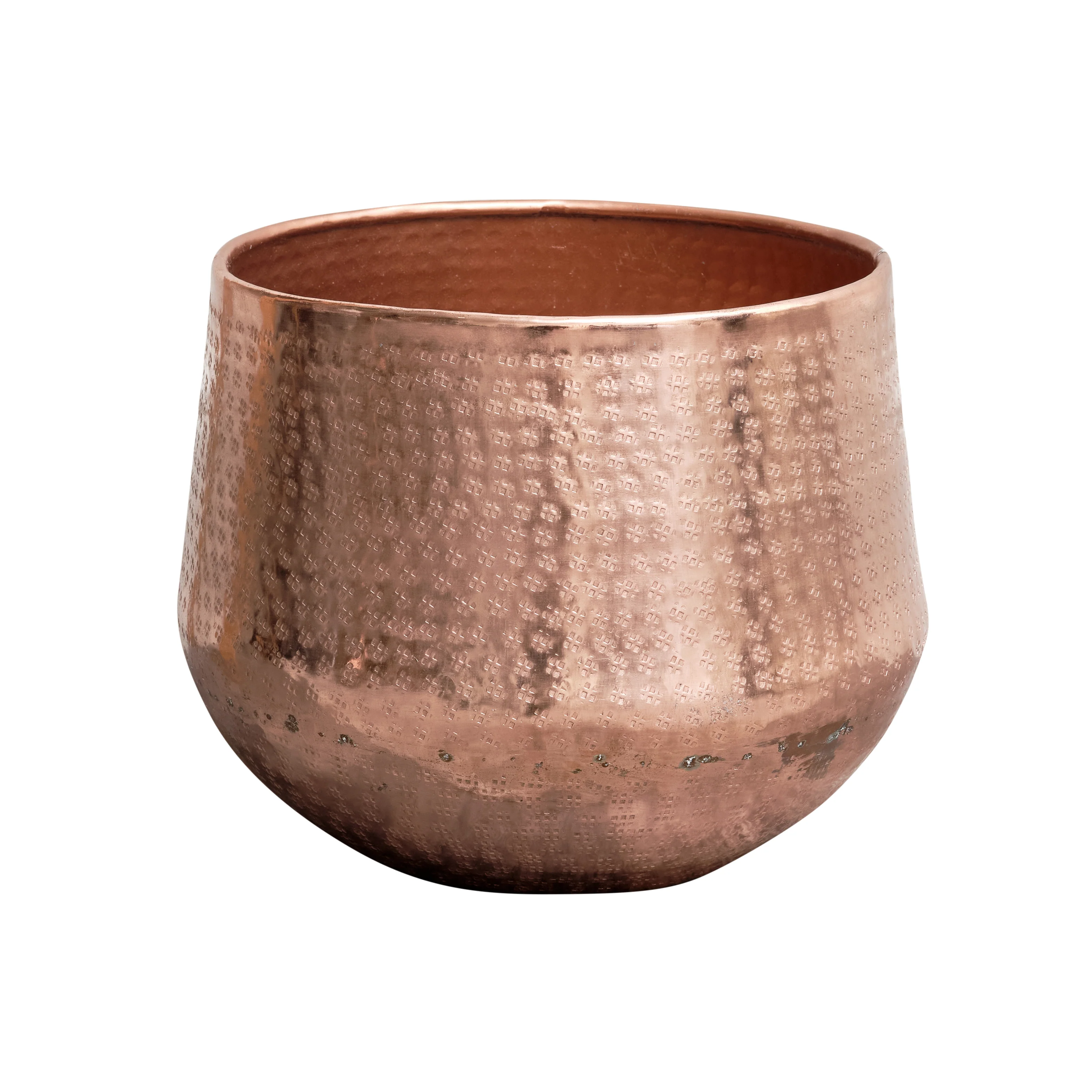 Large Round Copper Patterned Planter - Image 6