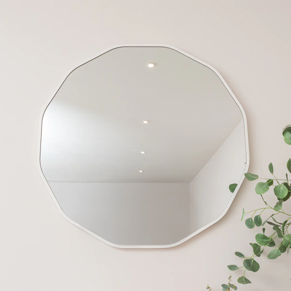 Large Round White Scalloped Wall Mirror - 90cm x 90cm - Image 4