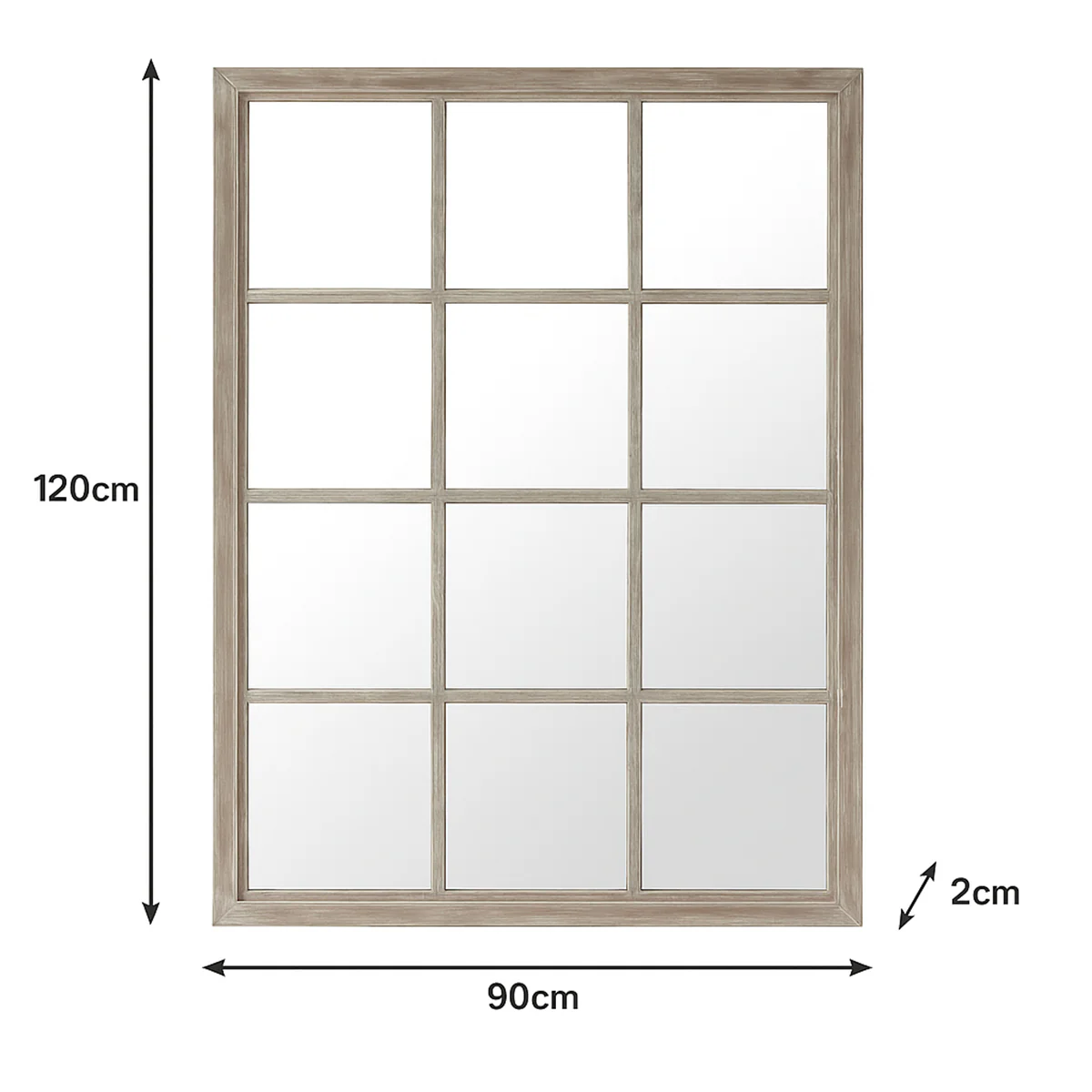 Large Rustic Wooden Window Wall Mirror 120cm x 90cm - Image 7