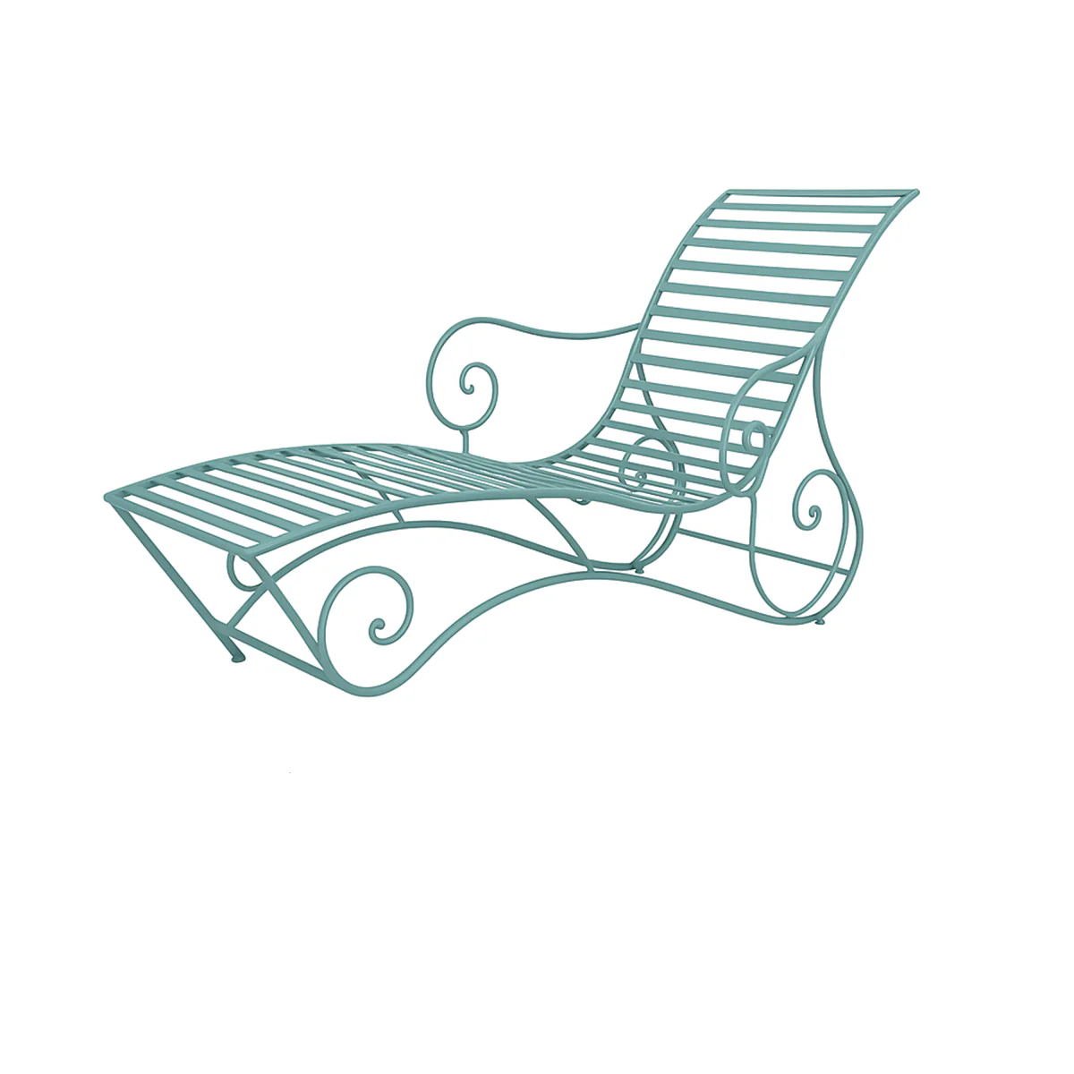 Large Sage Green Metal Sun Lounger - Image 6