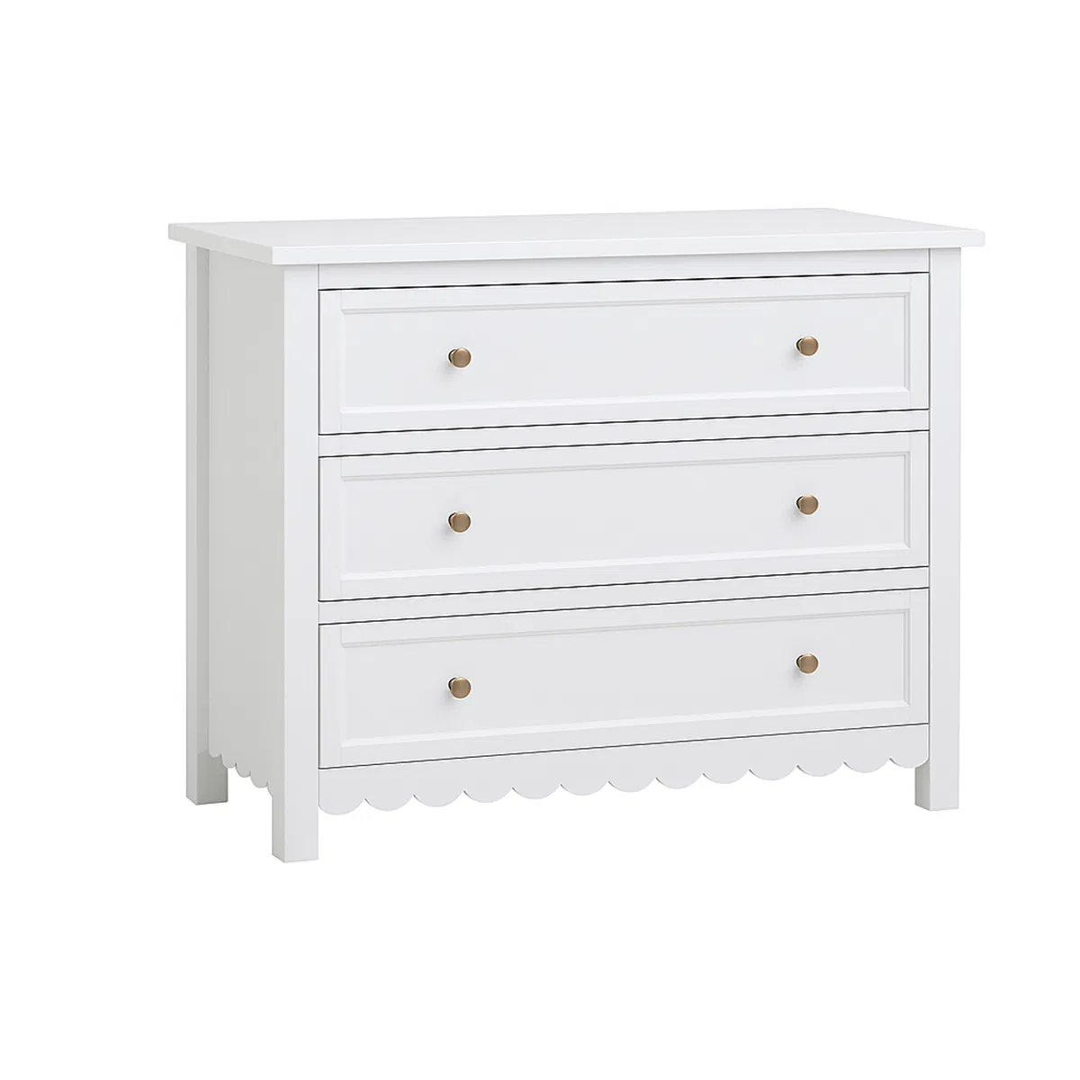 Large Scalloped 3 Drawer Chest of Drawers & Pair of Bedside Tables - Staunton White Range - Image 10