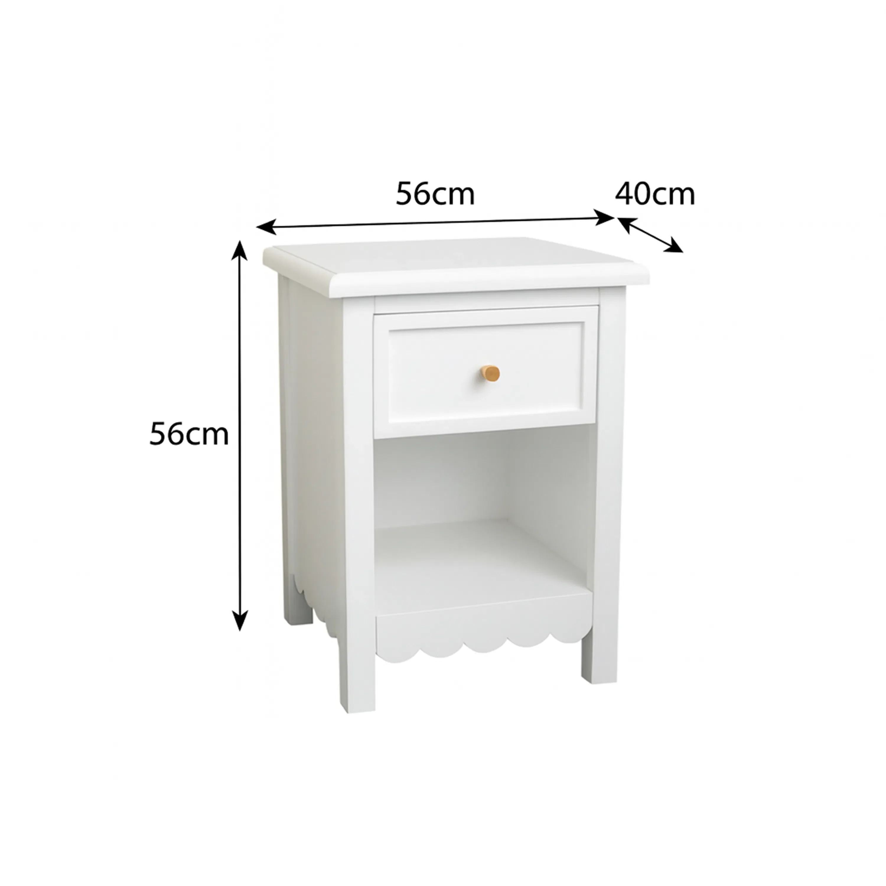 Large Scalloped 3 Drawer Chest of Drawers & Pair of Bedside Tables - Staunton White Range - Image 7