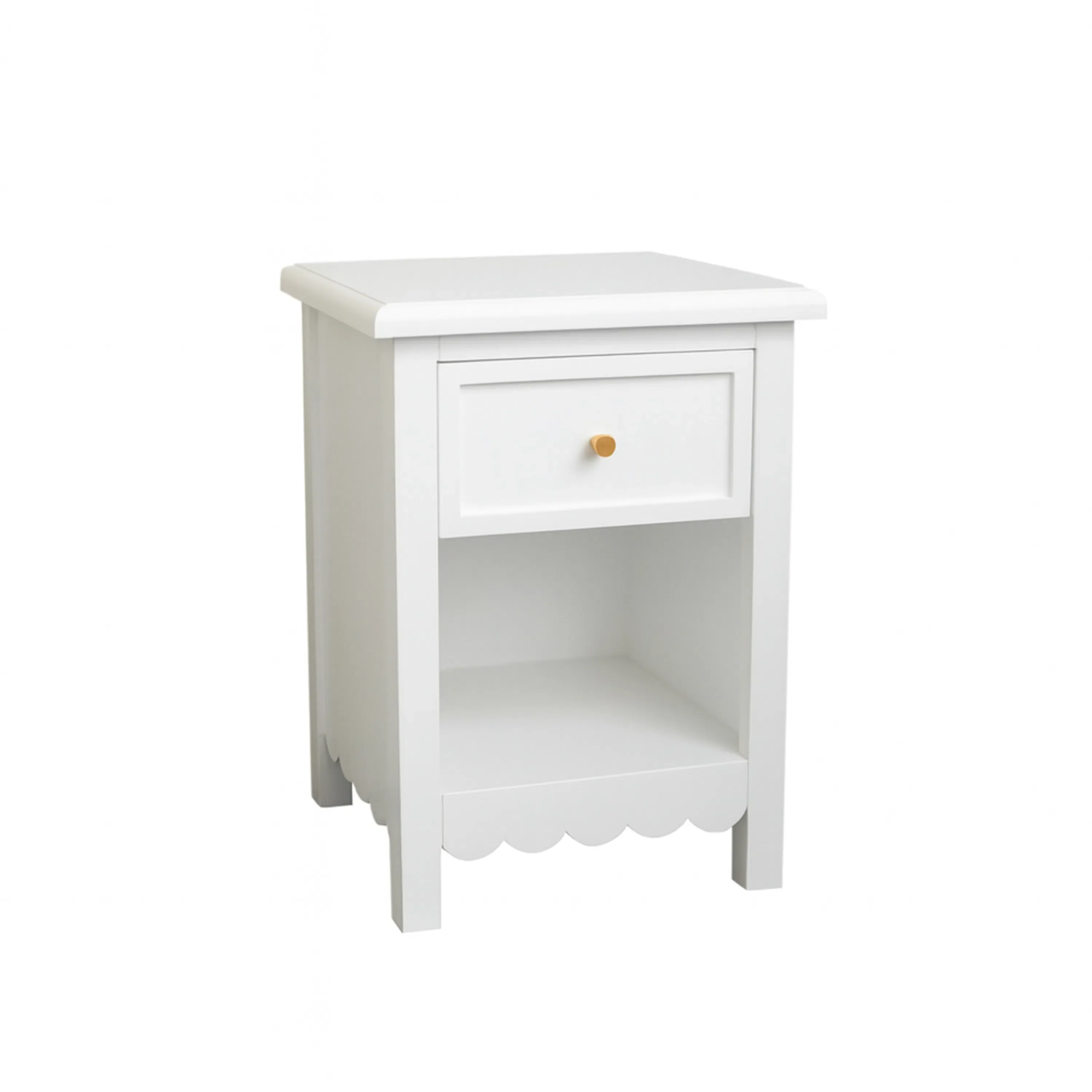Large Scalloped 3 Drawer Chest of Drawers & Pair of Bedside Tables - Staunton White Range - Image 9