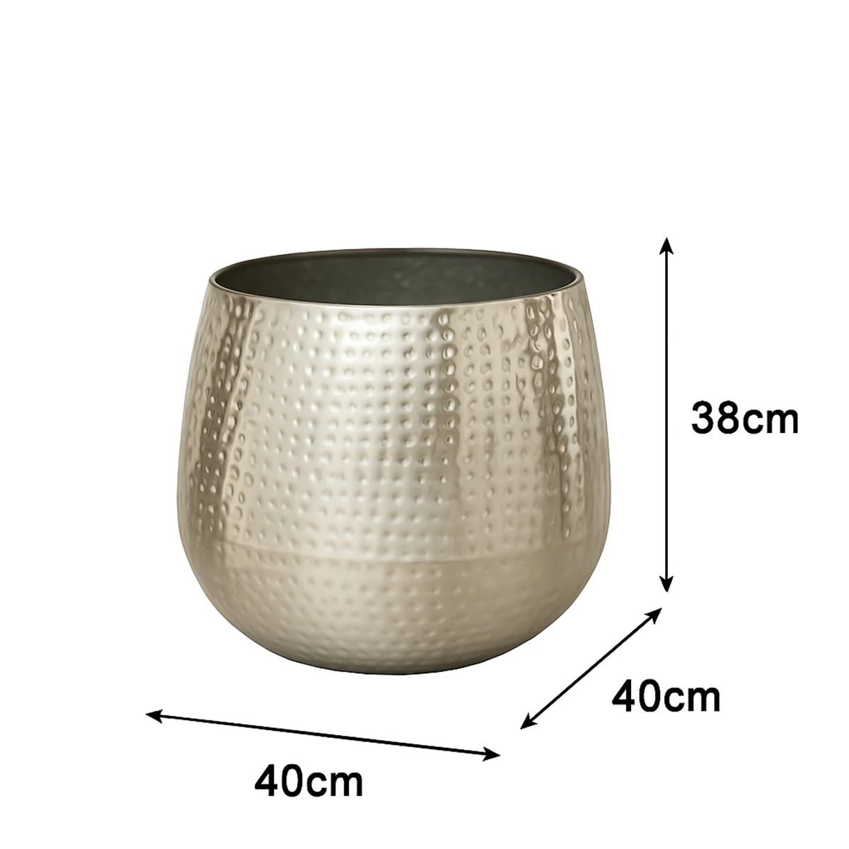 Large Silver Hammered Metal Planter - Image 5