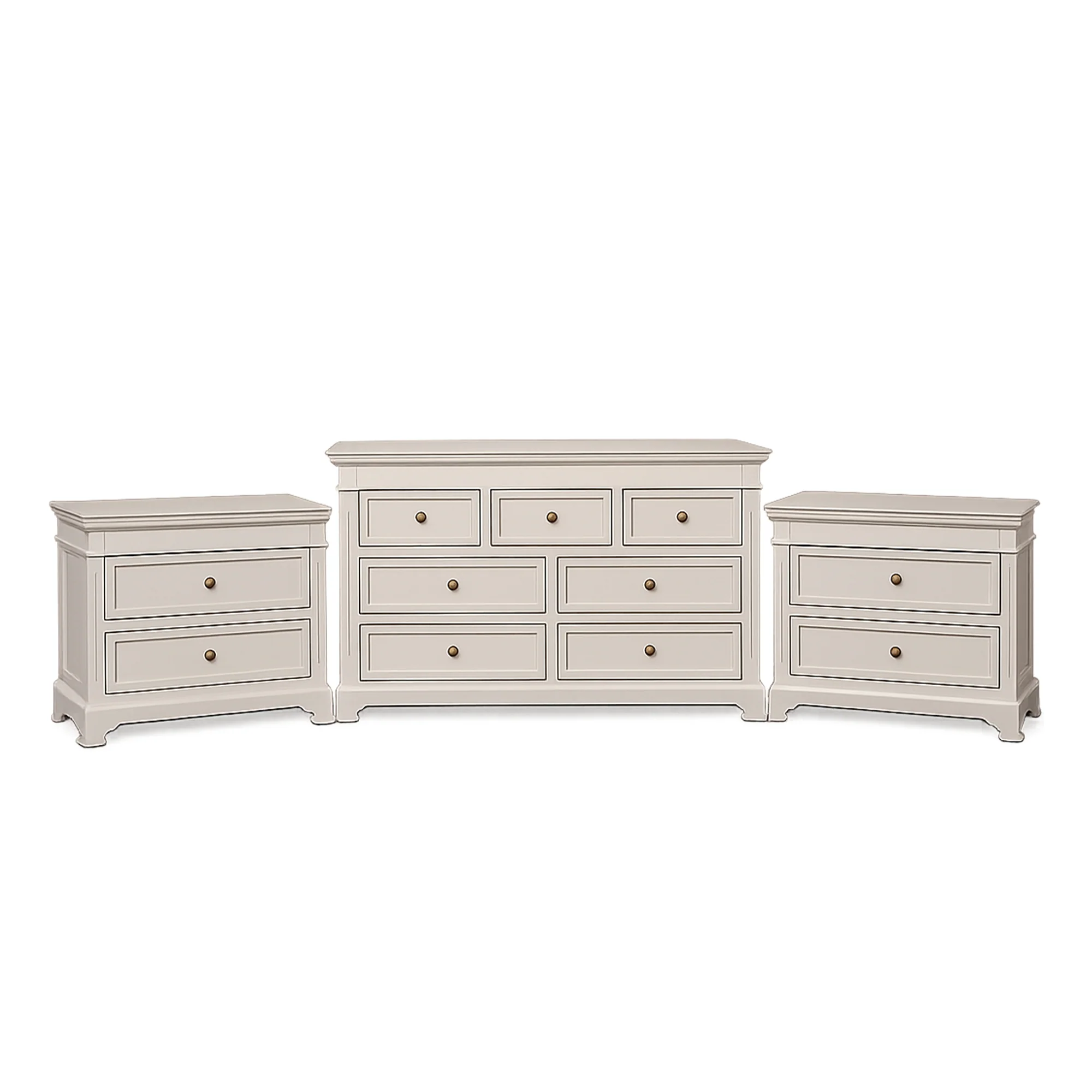 Large Taupe-Grey 7 Drawer Chest of Drawers & Pair of Wide Bedside Tables - Daventry Taupe-Grey Range - Image 6
