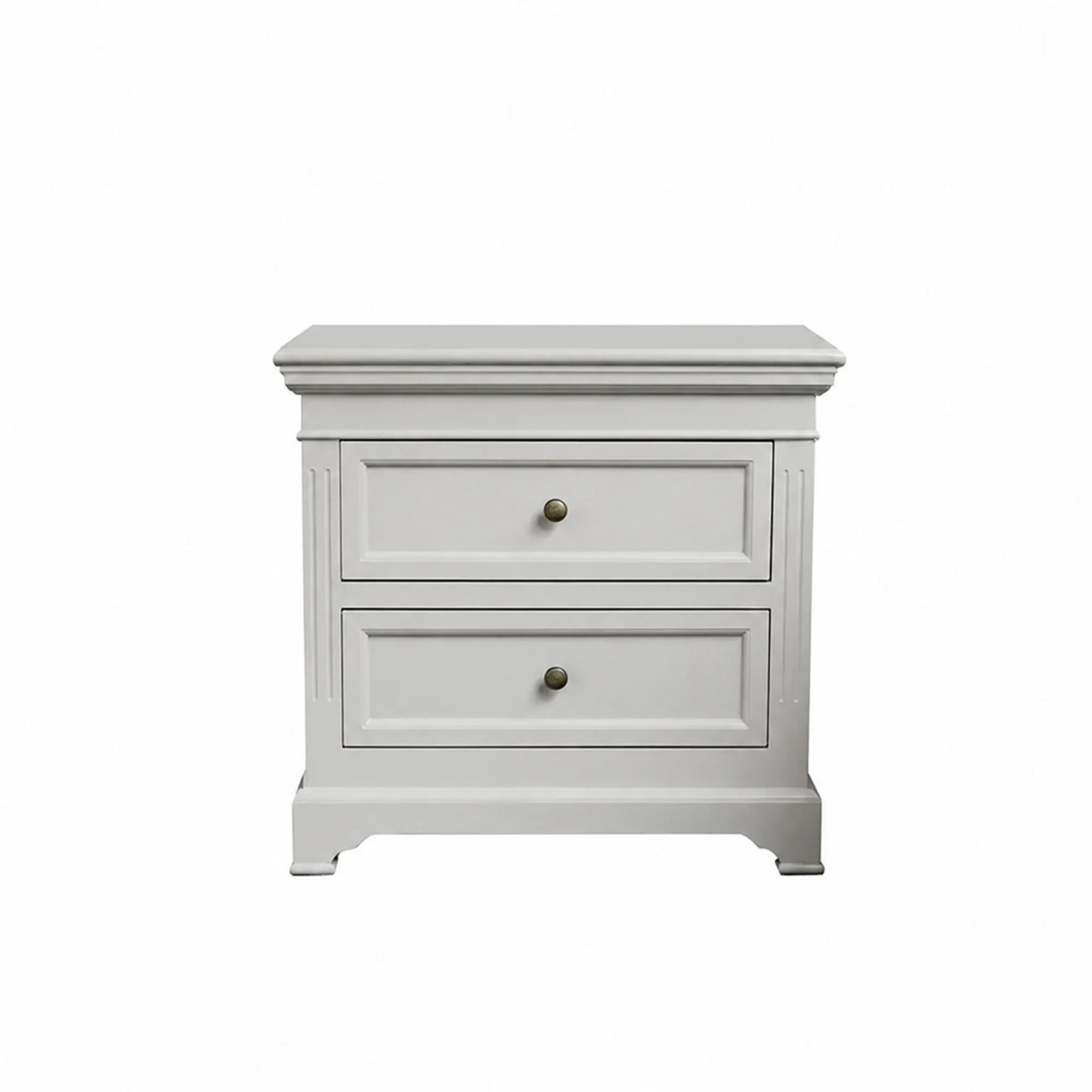 Large Taupe-Grey Two Drawer Bedside Table - Daventry Taupe-Grey Range - Image 5