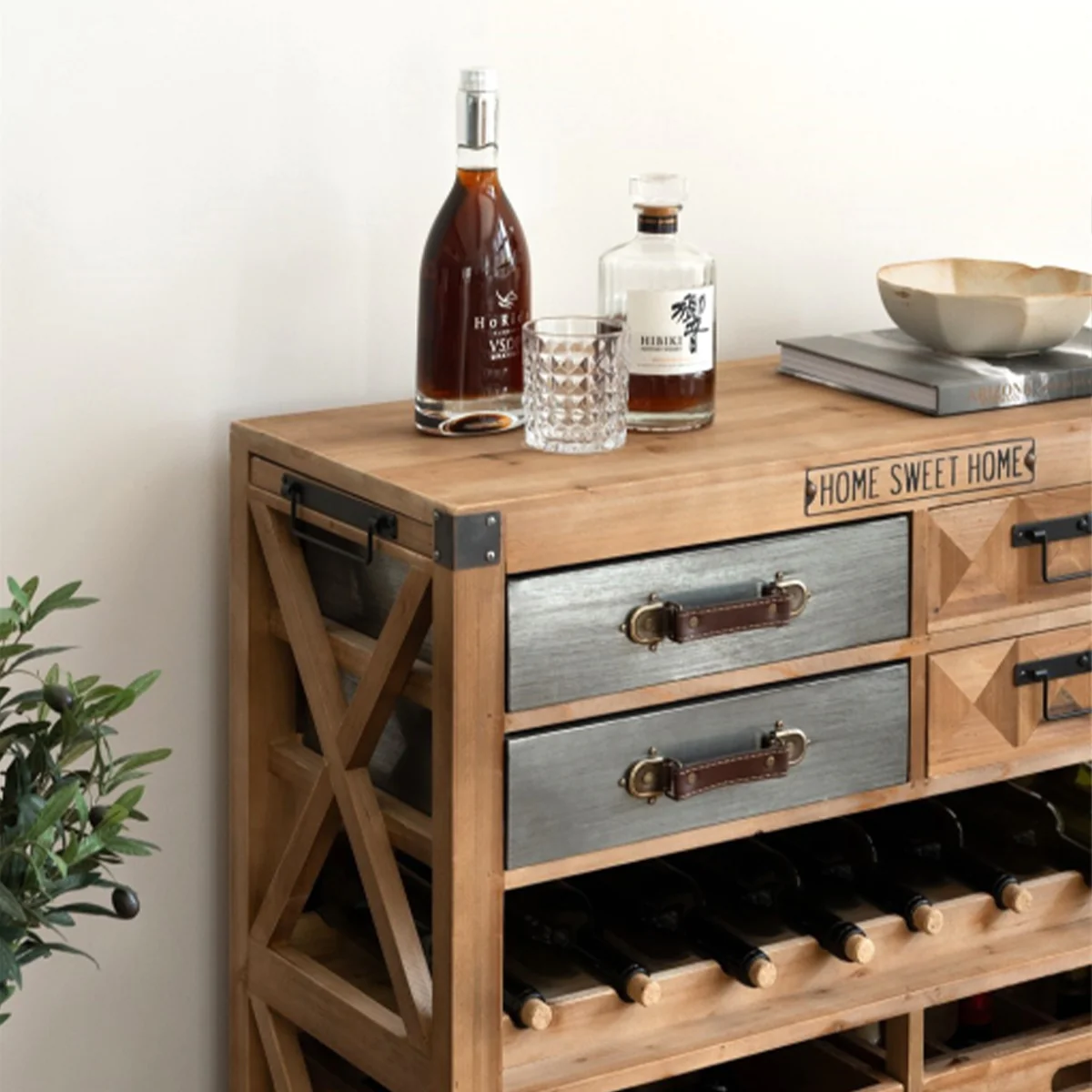 Large Vintage Wooden & Silver Wine Cabinet - Image 3