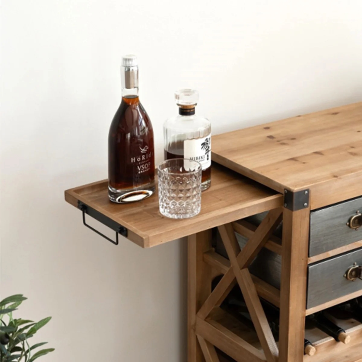 Large Vintage Wooden & Silver Wine Cabinet - Image 5