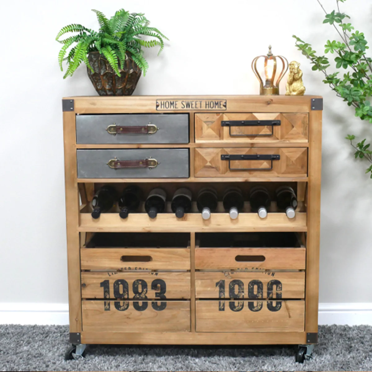 Large Vintage Wooden & Silver Wine Cabinet - Image 8
