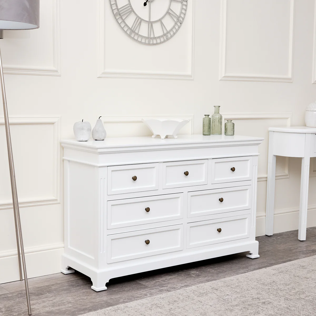 Large White 7 Drawer Chest of Drawers - Daventry White Range - Image 2